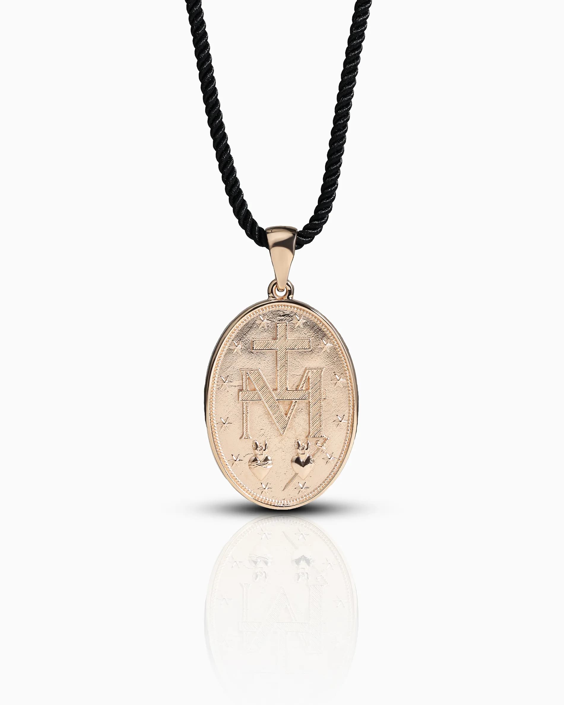 Медальйон Богородиці Непорочного Зачаття з червоного золота 105-0794,02