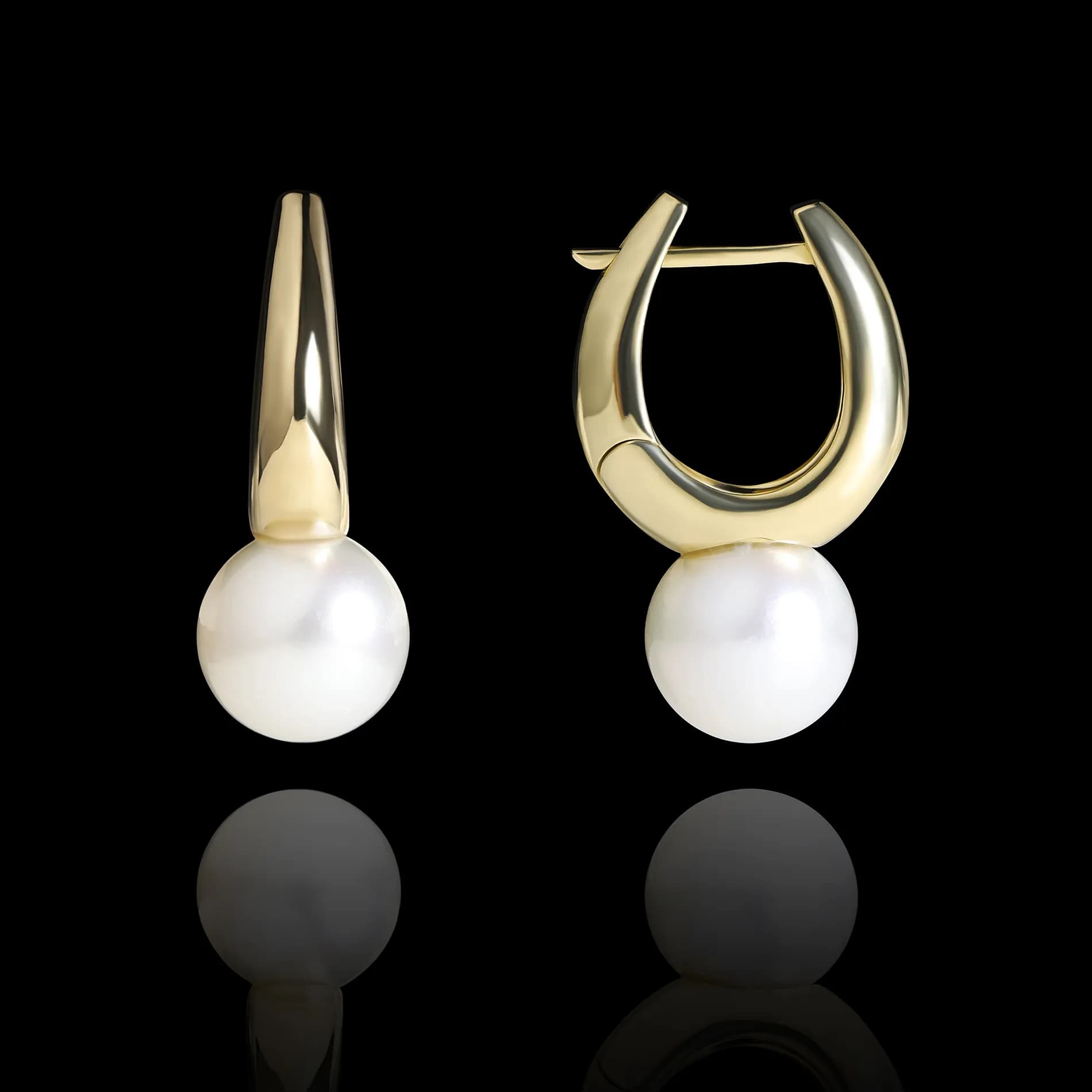 Сережки з перлинами з жовтого золота Шарлотта E4 South Sea 11mm