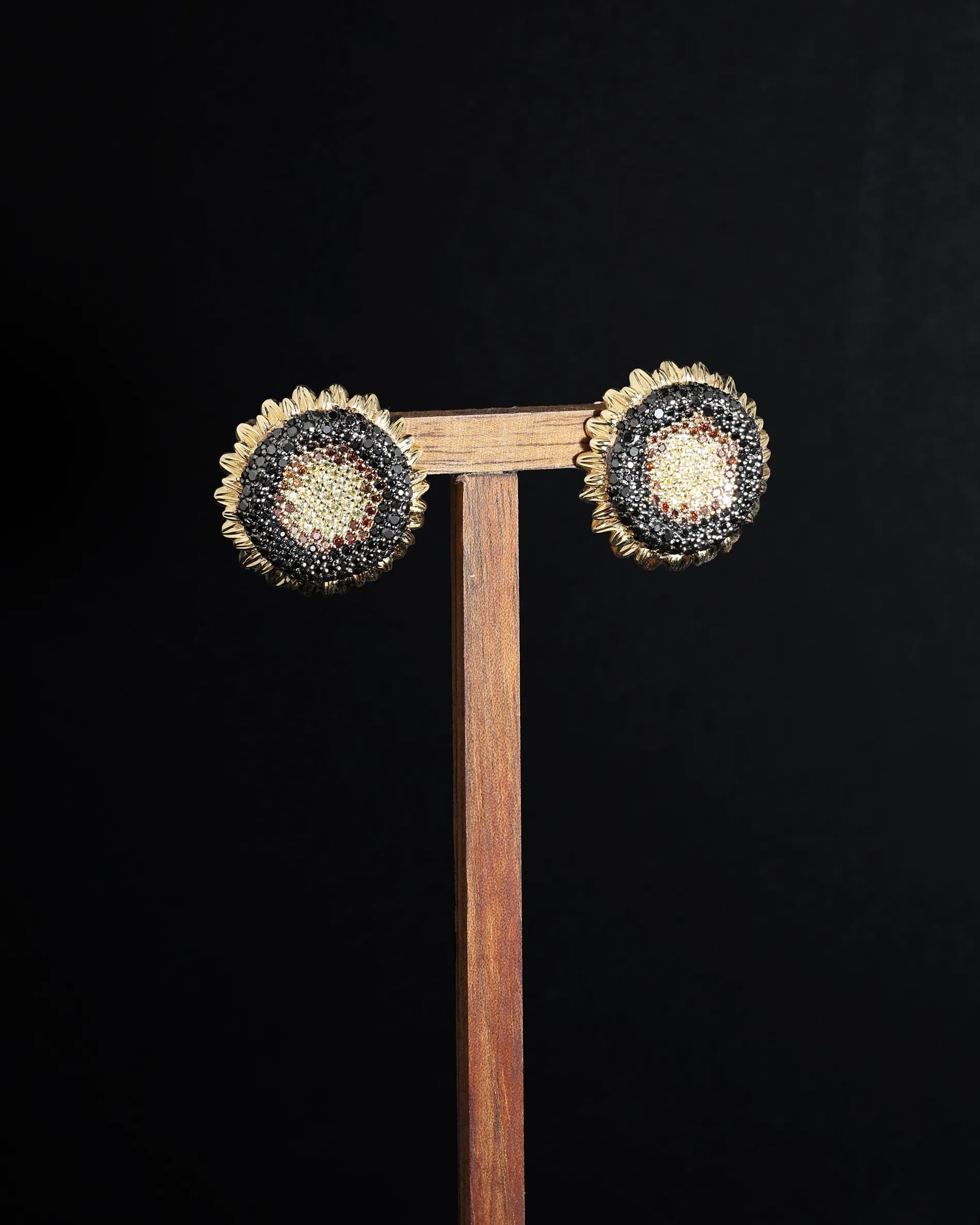 Сережки "квітучий соняшник" E41 з жовтого золота