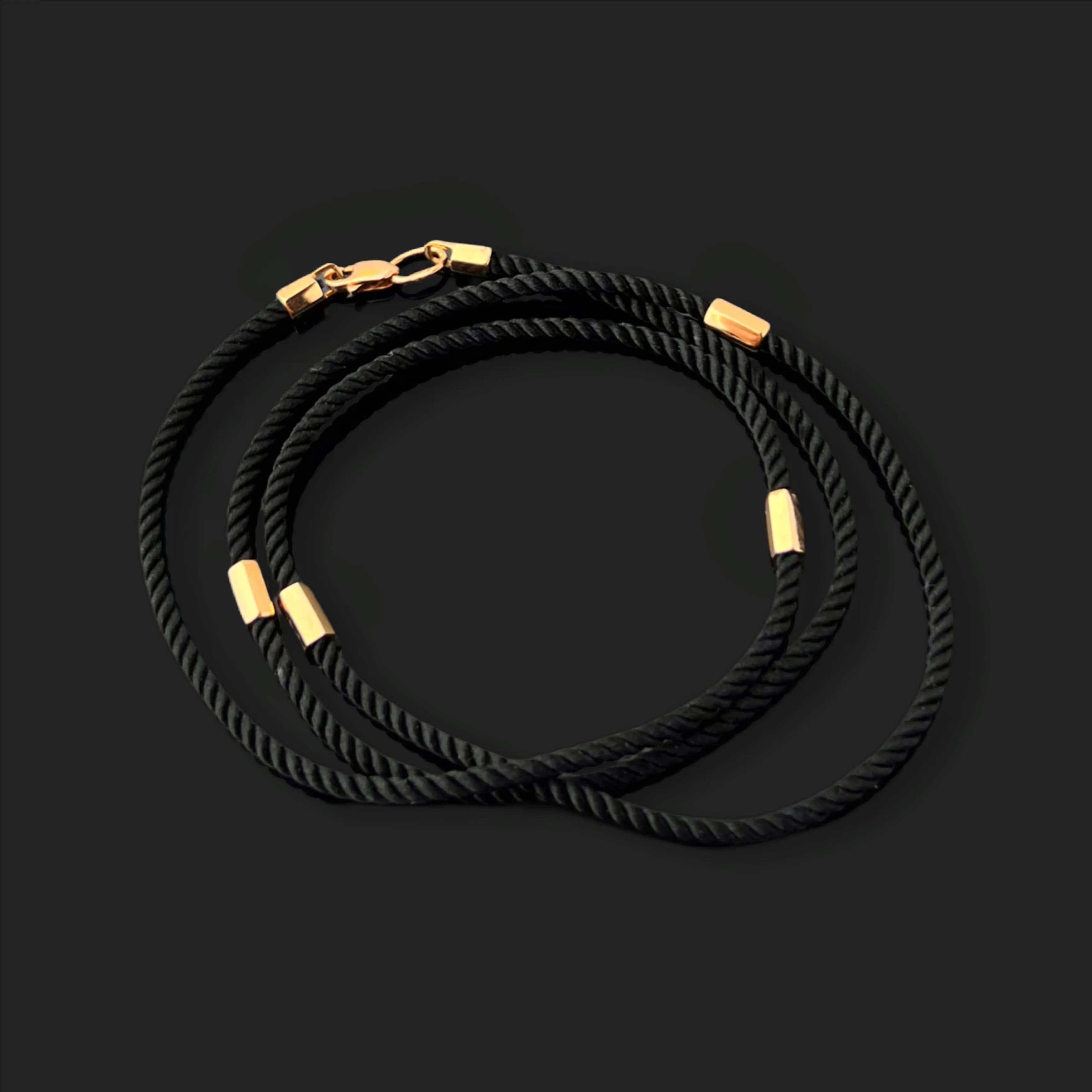 Шовковий шнурок з золотими вставками з червоного золота Silk moderne N01 2mm