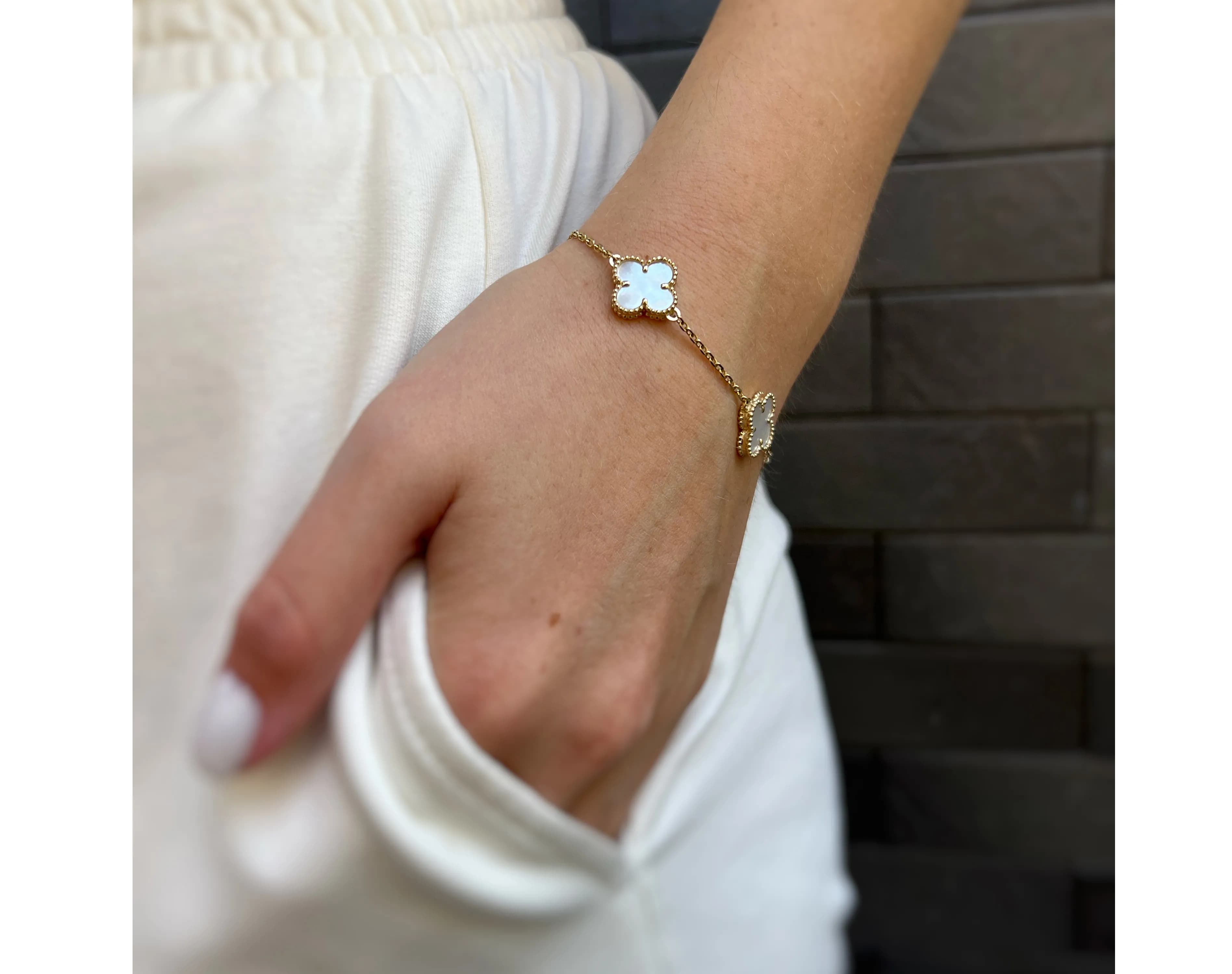 Браслет "Венеція" з перламутром з жовтого золота