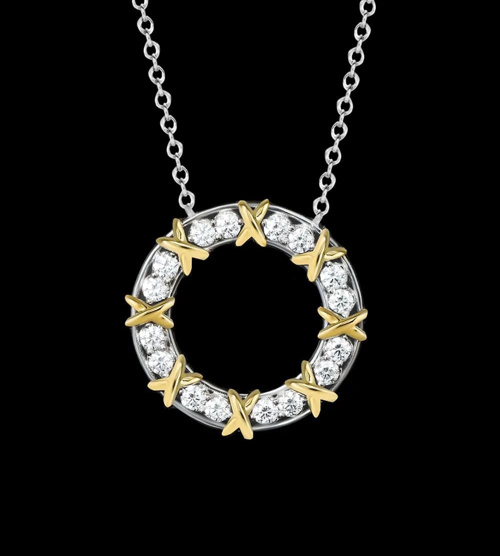 Кольє "Criss Cross" з діамантами з комбінованого золота N42 2,1mm