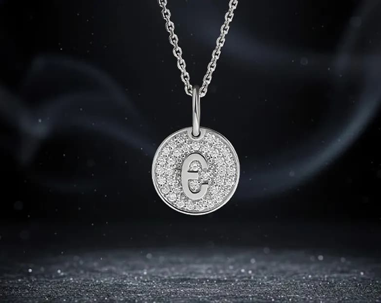 Підвіска з літерою "Є" з діамантами з білого золота