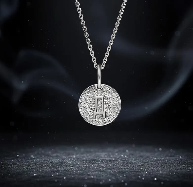 Підвіска з літерою "Д" з діамантами з білого золота