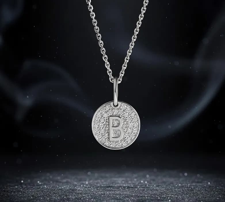 Підвіска з літерою "В" з діамантами з білого золота