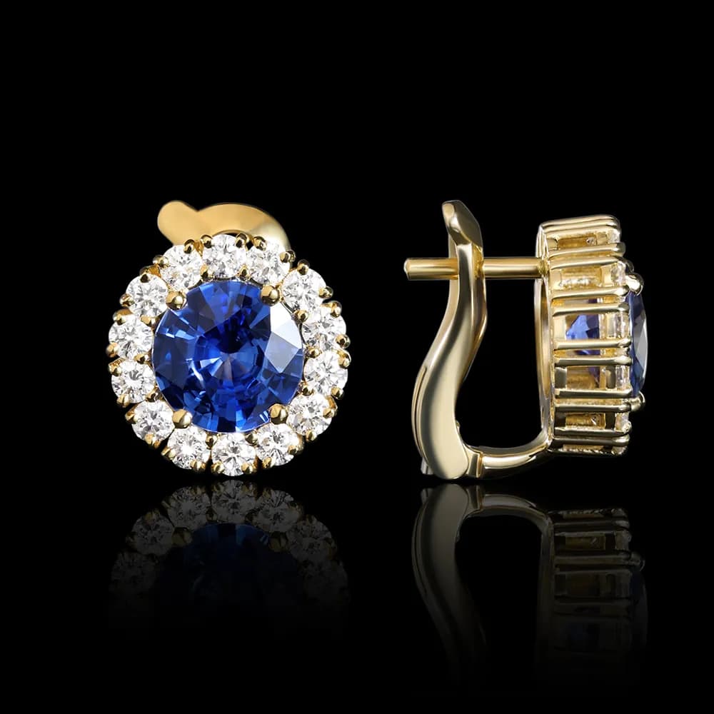 Сережки з натуральними сапфірами з жовтого золота 18k Андромеда E49 L 18k