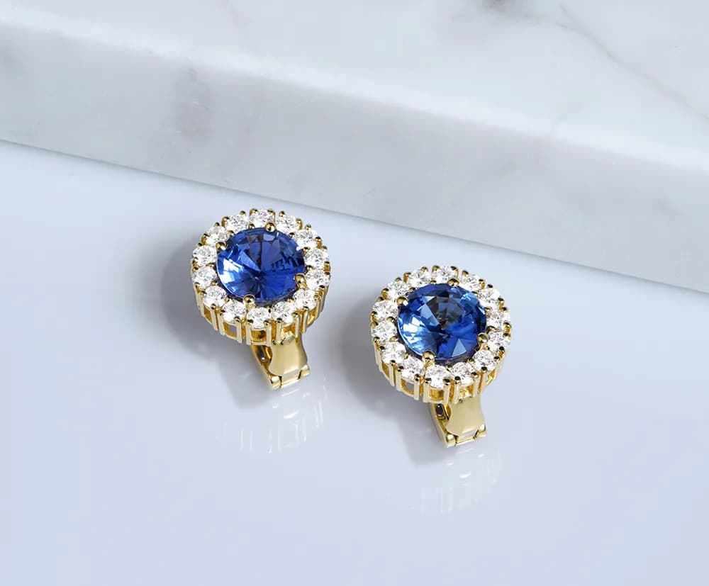 Сережки з натуральними сапфірами з жовтого золота 18k Андромеда E49 L 18k