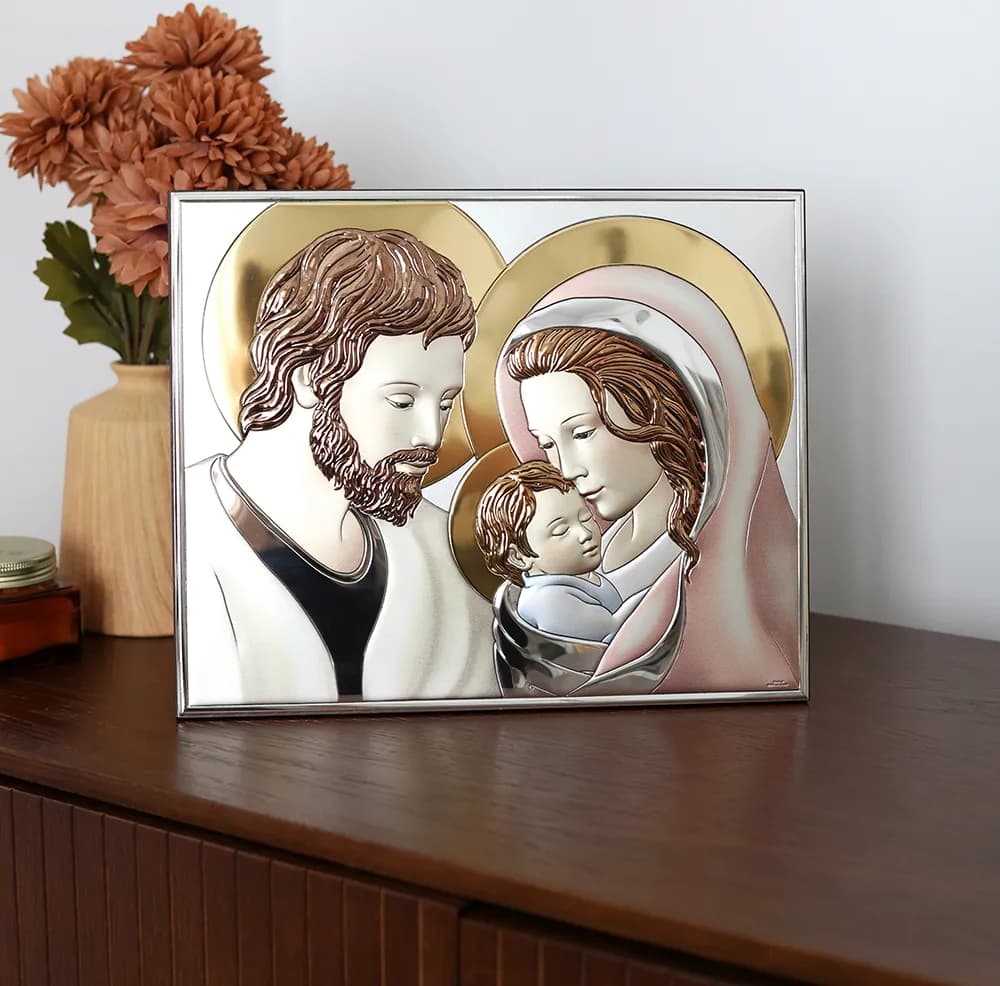 Ікона срібна Свята Родина кольорова 32х26см 81340 5LCOL (32x26)