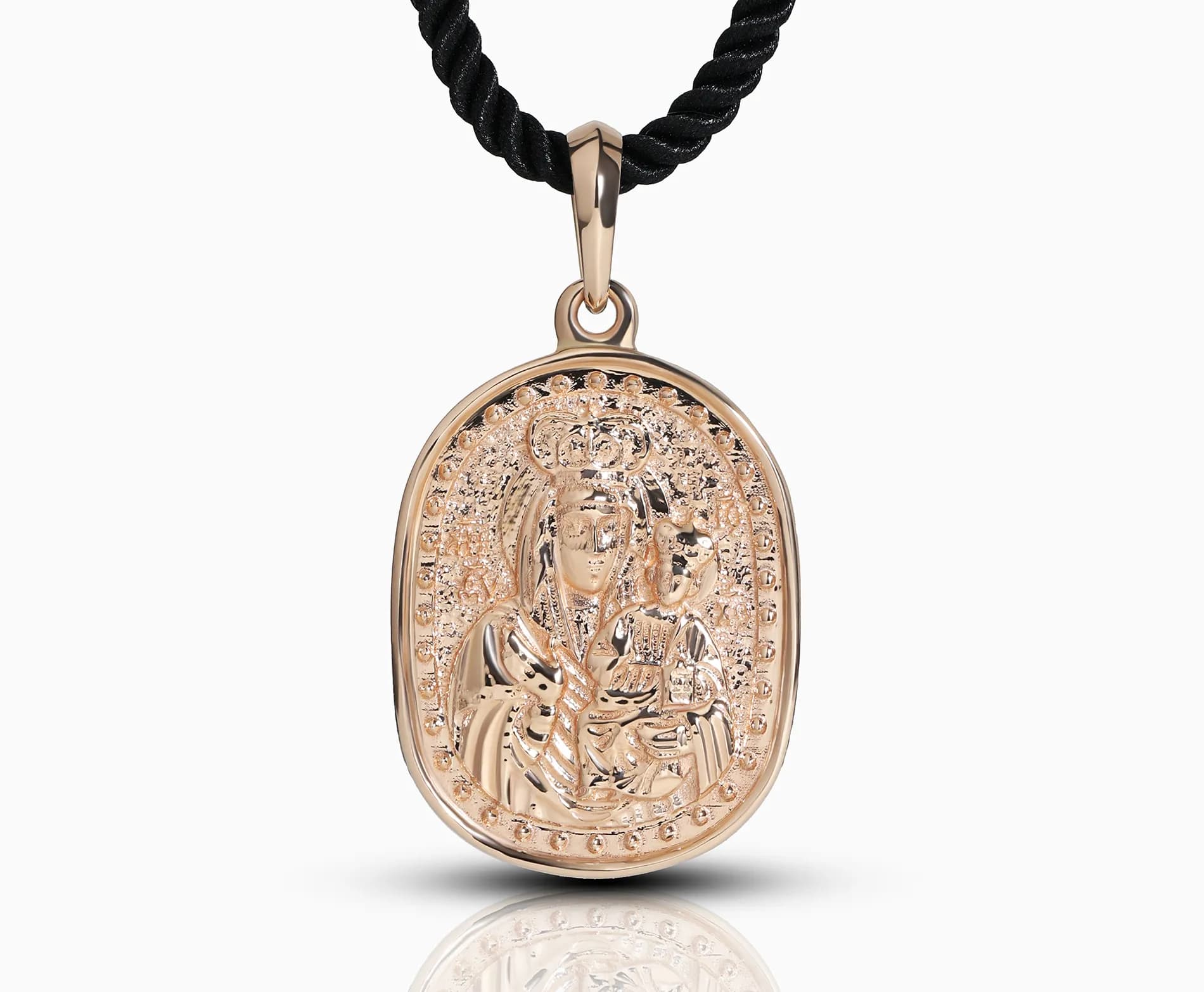 Золотий медальйон Зарваницької Богородиці з червоного золота P1,02