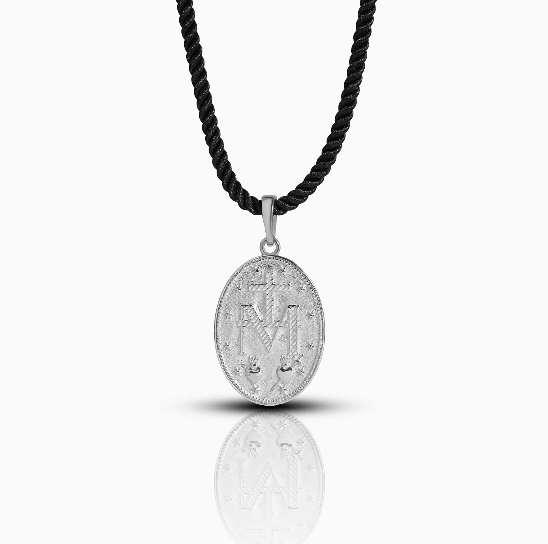 Медальйон Матері Божої Непорочного Зачаття з білого золота