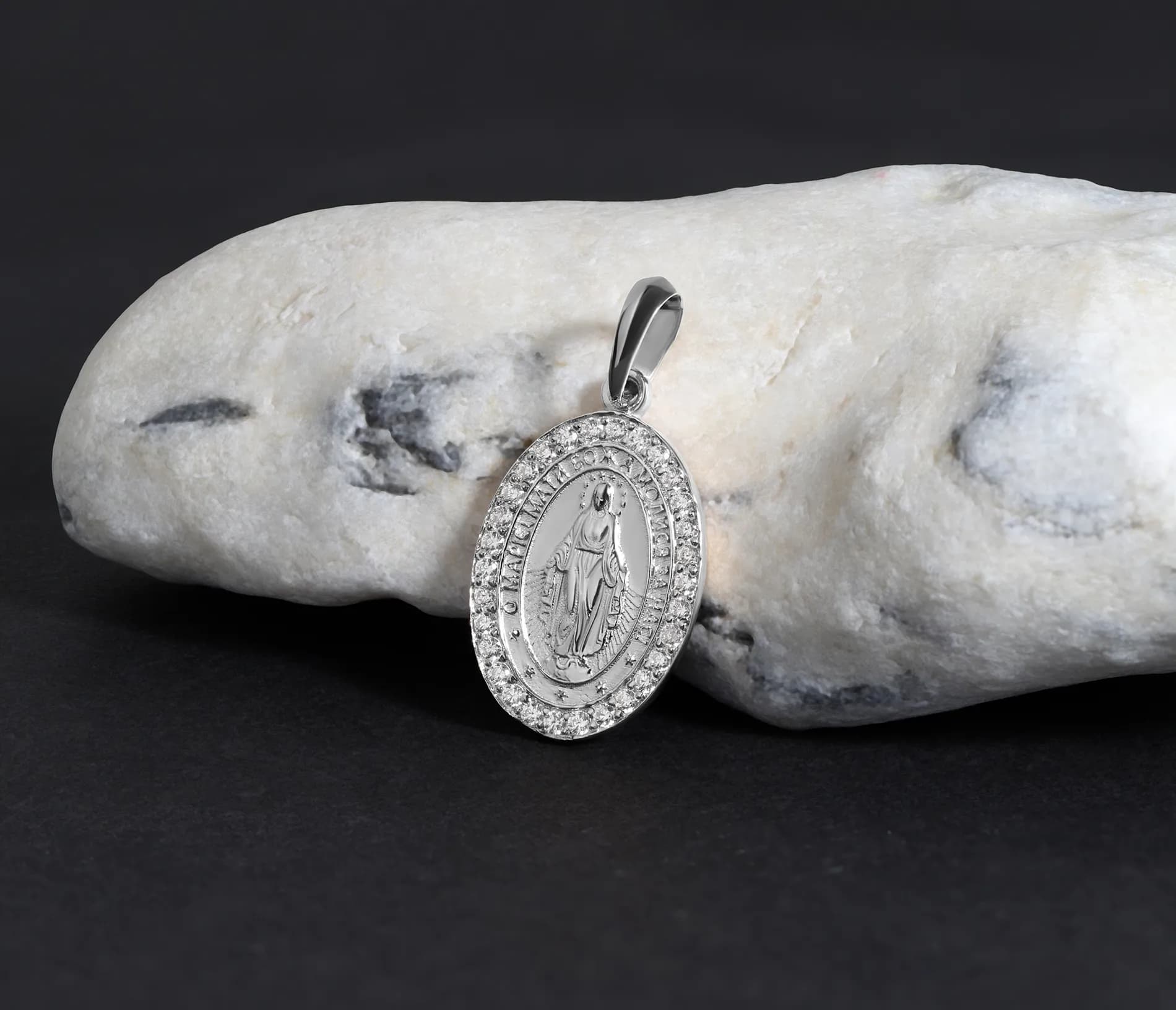 Медальйон Непорочного зачаття з білого золота D P26-Miracolosa