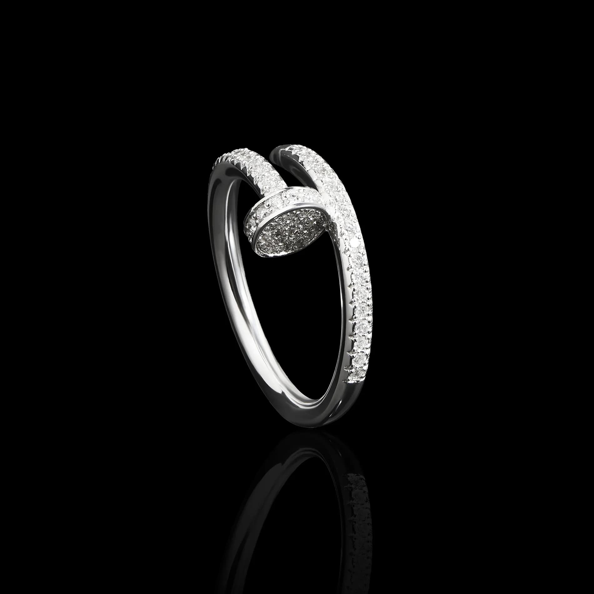 Перстень цвях з діамантами з білого золота Chateau de pierre R22 1,0