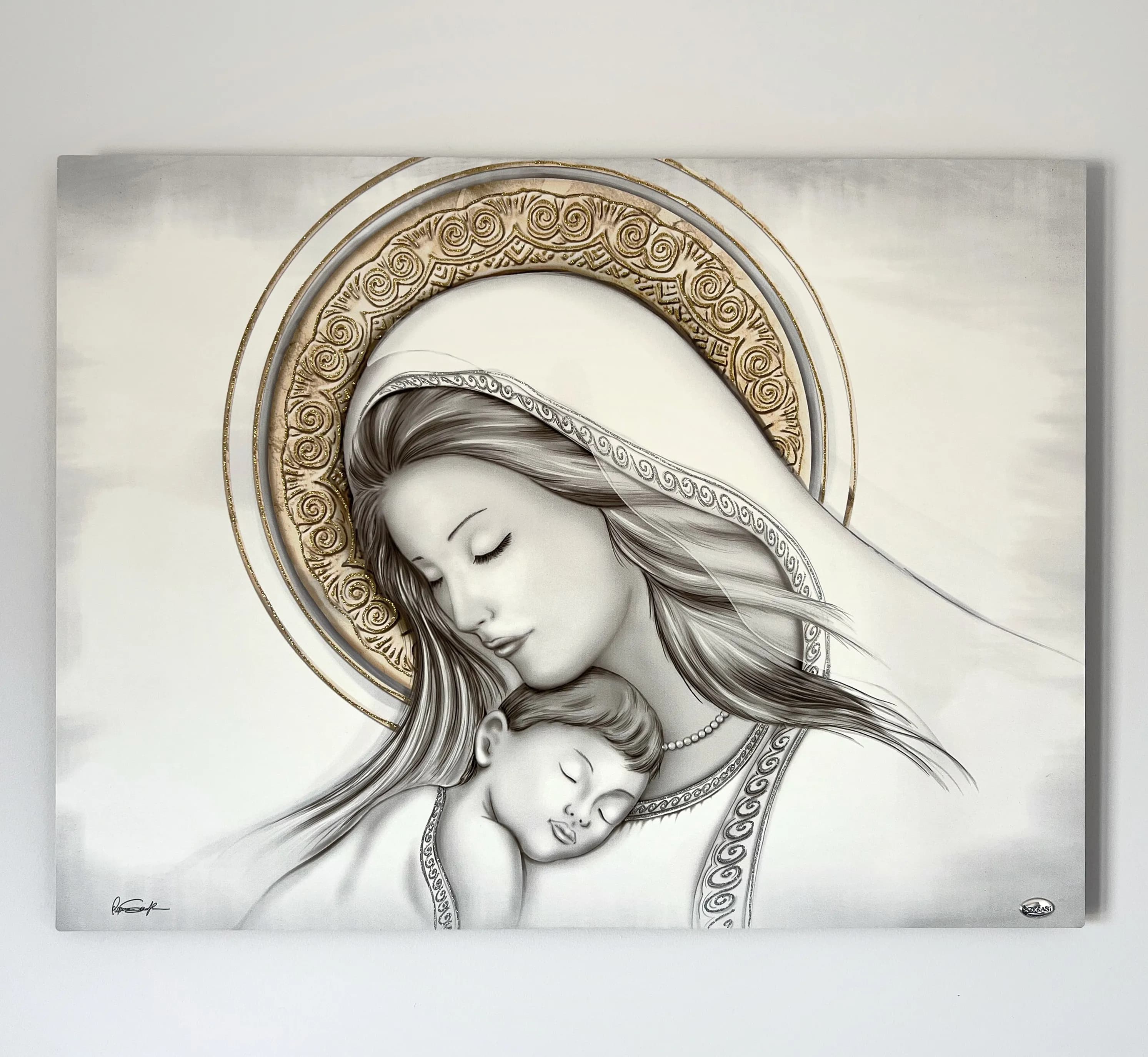 Ікона Богородиця з дитям  q514 (60x45)