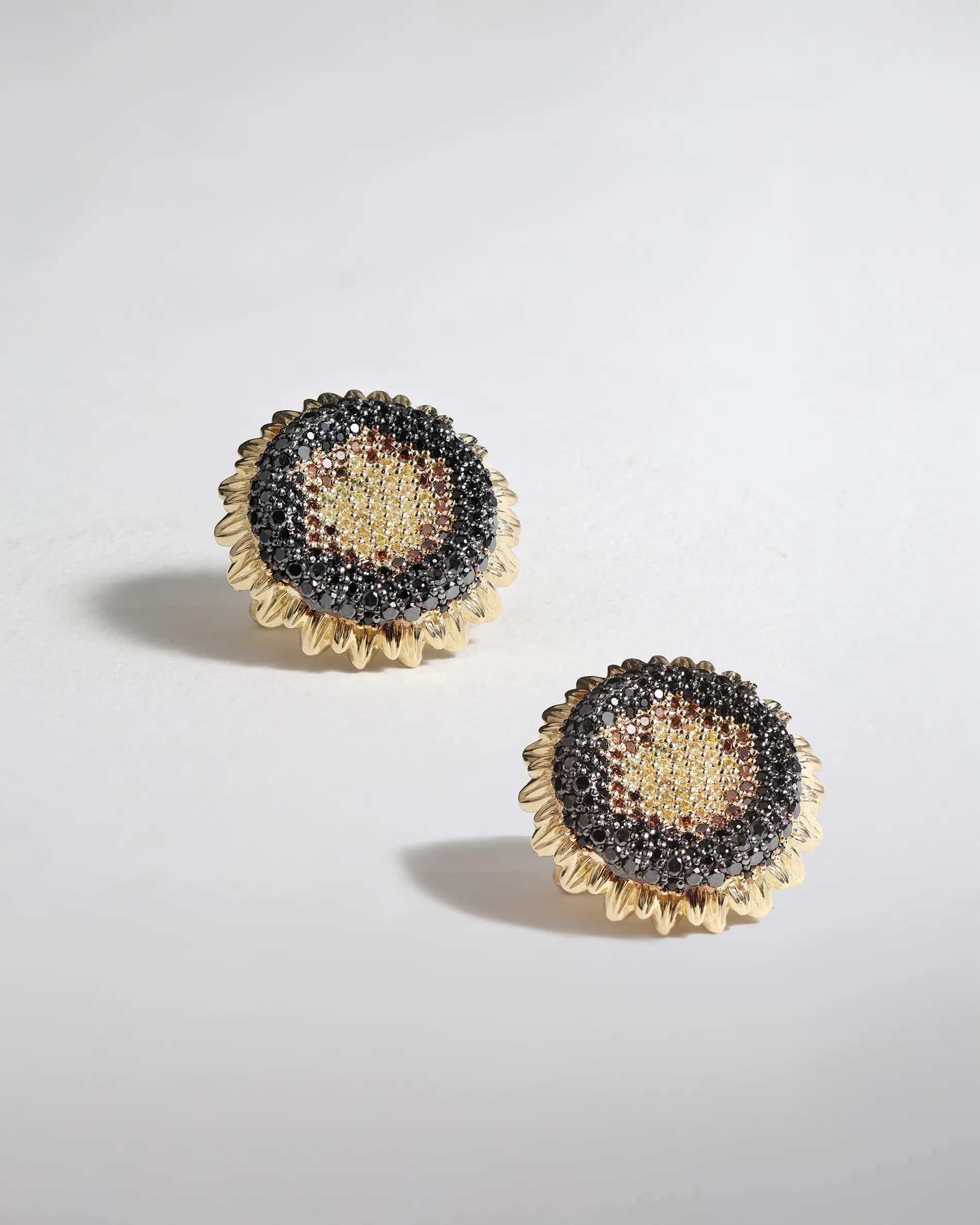 Сережки "квітучий соняшник" E41 з жовтого золота