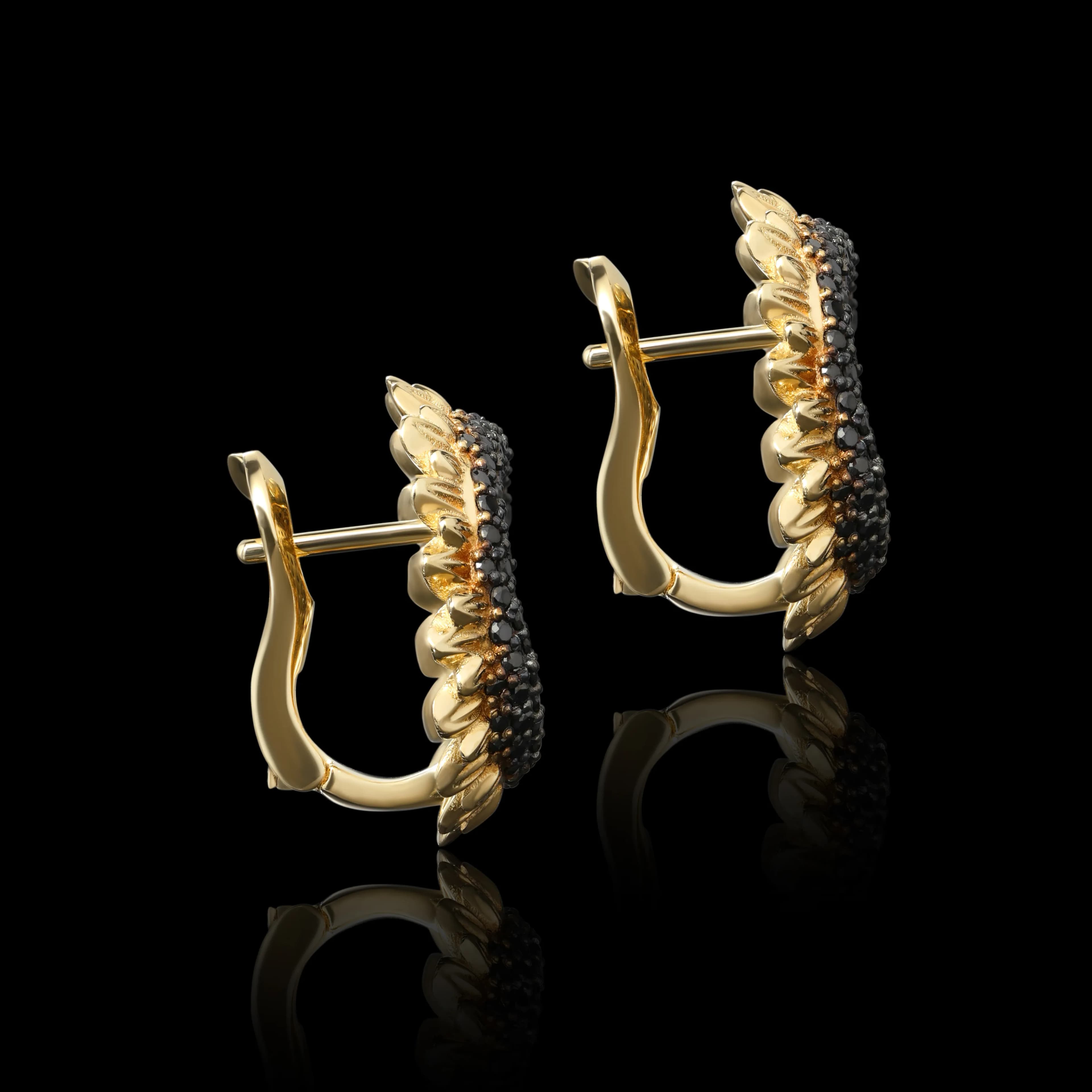 Сережки "Соняхи" з жовтого золота E41 spinel