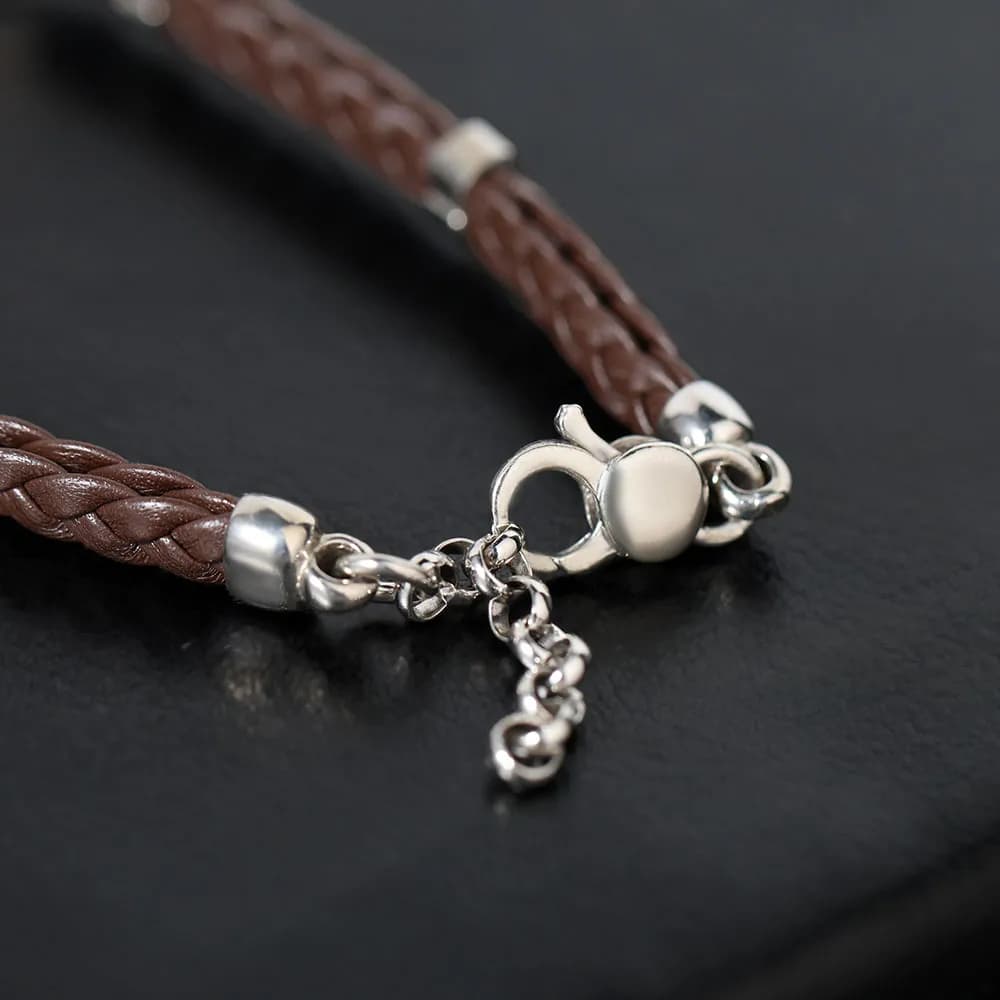 Шкіряний браслет зі срібними вставками BLDXU-96 BR