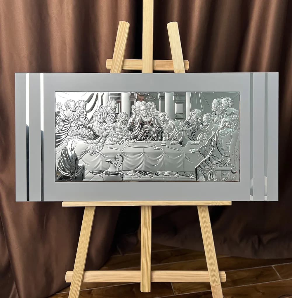 Ікона тайна вечеря 92х45 см на сірому фоні UKR 81324 8L