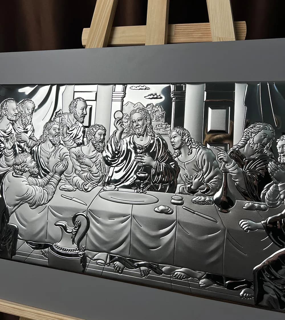 Ікона тайна вечеря 92х45 см на сірому фоні UKR 81324 8L