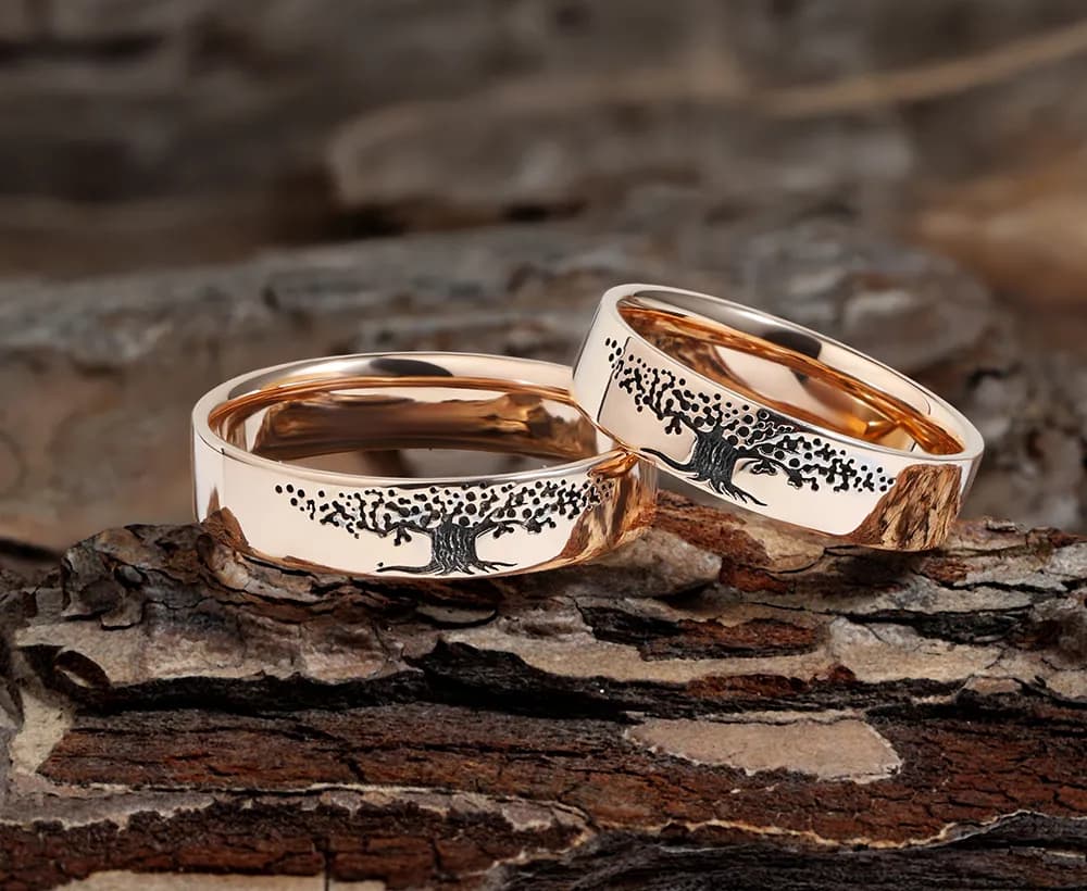 Пара обручок Дерево життя з червоного золота D R 100-0165 (18)