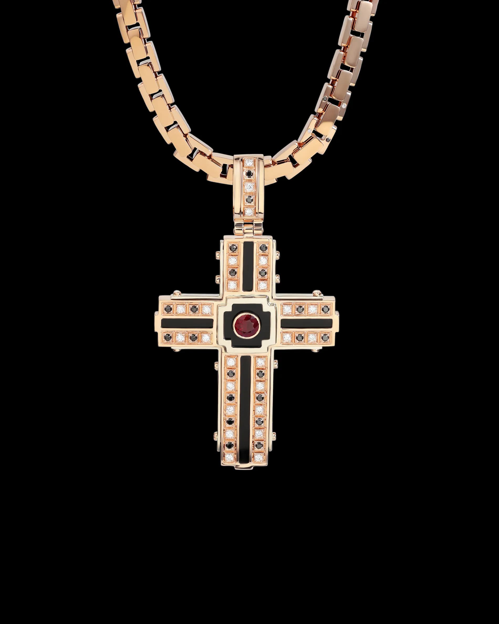 Хрестик з рубіном та діамантами з червоного золота Joker P39 mix