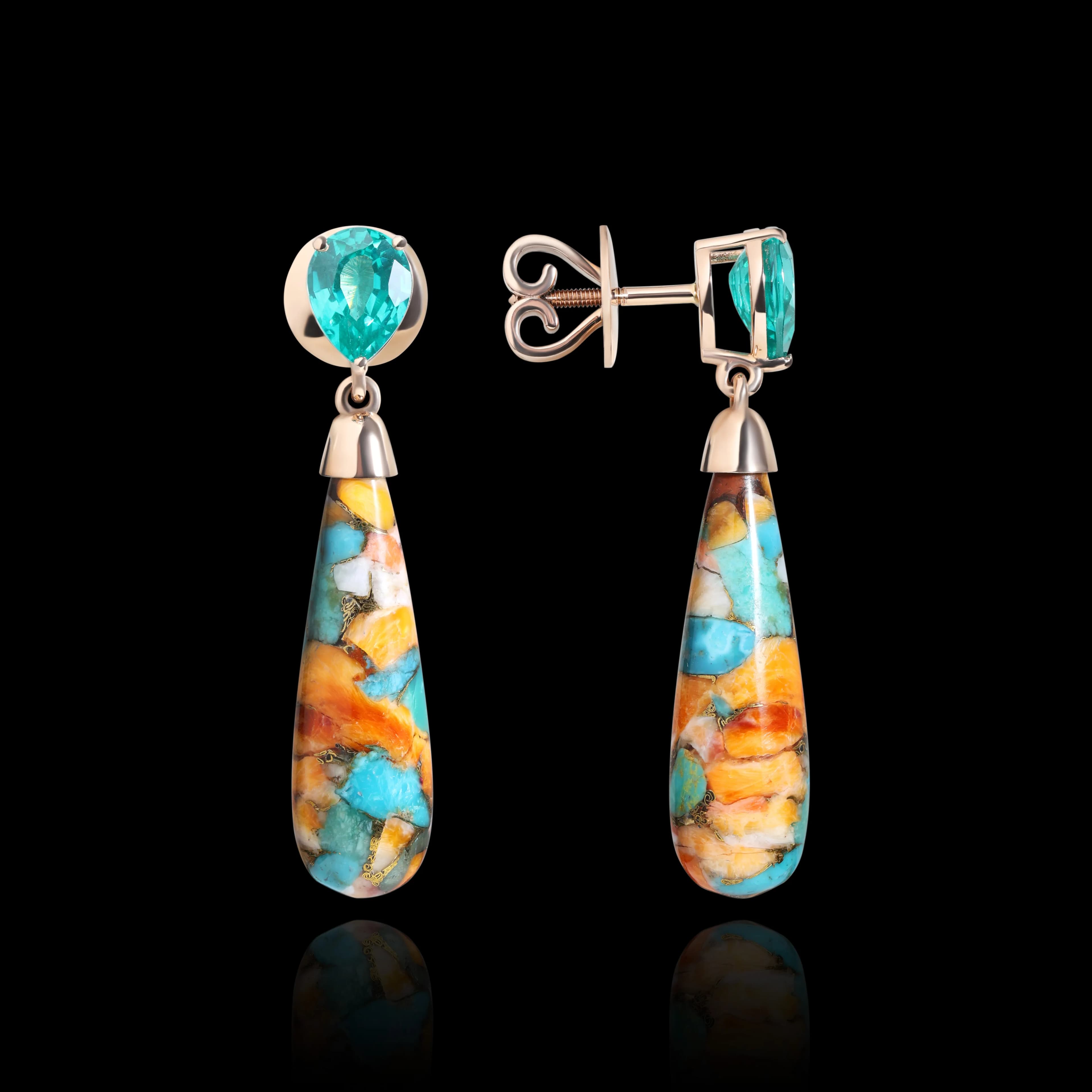 Сережки з композитним камінням Sunrise 03 E19