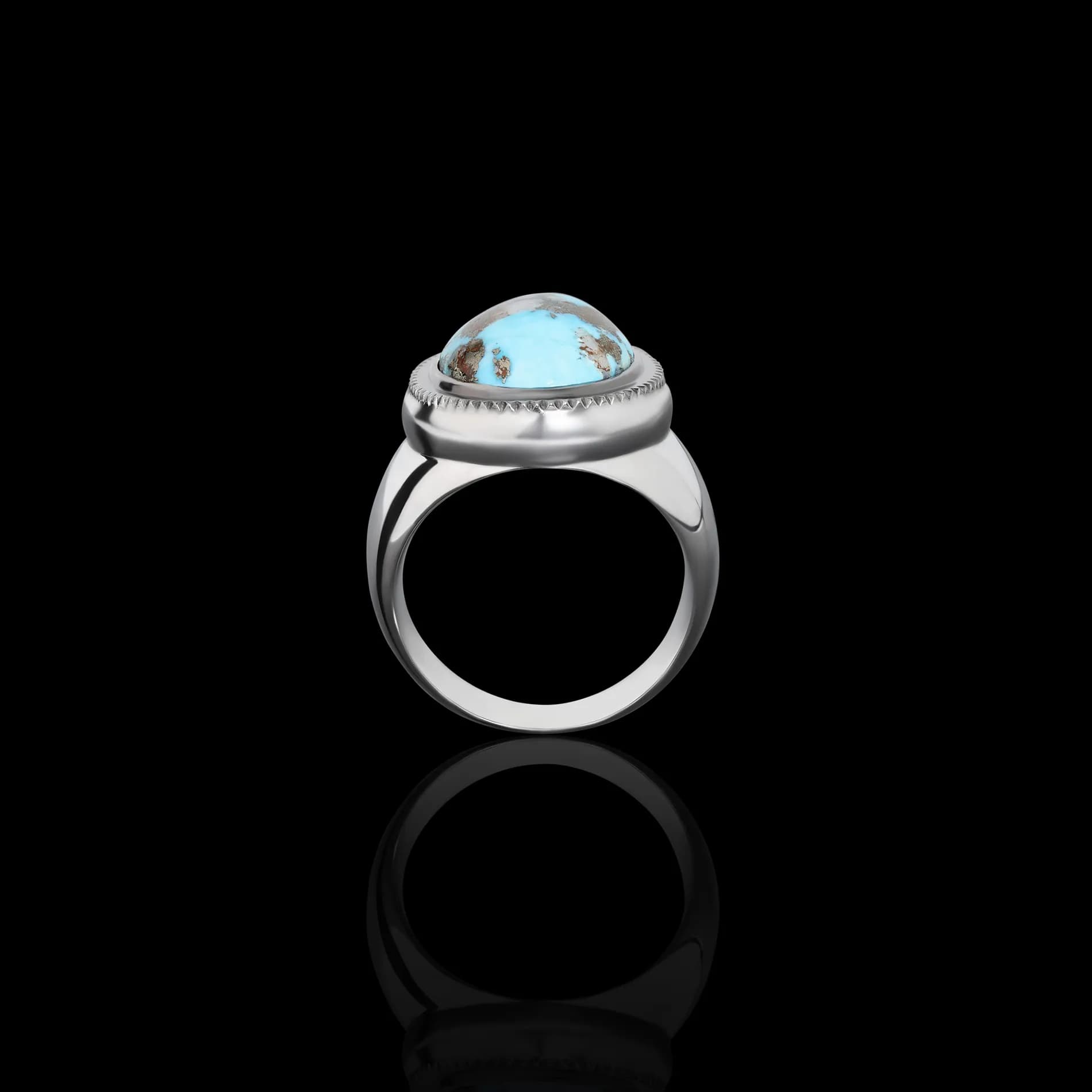 Печатка з бірюзою з білого золота Зевс R2 turqoise