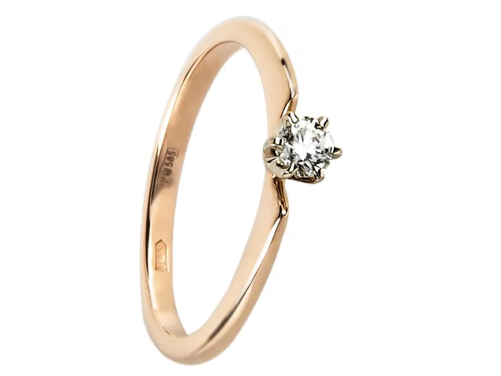 Каблучка з діамантом "Jane" з комбінованого золота 313-0013 (17)