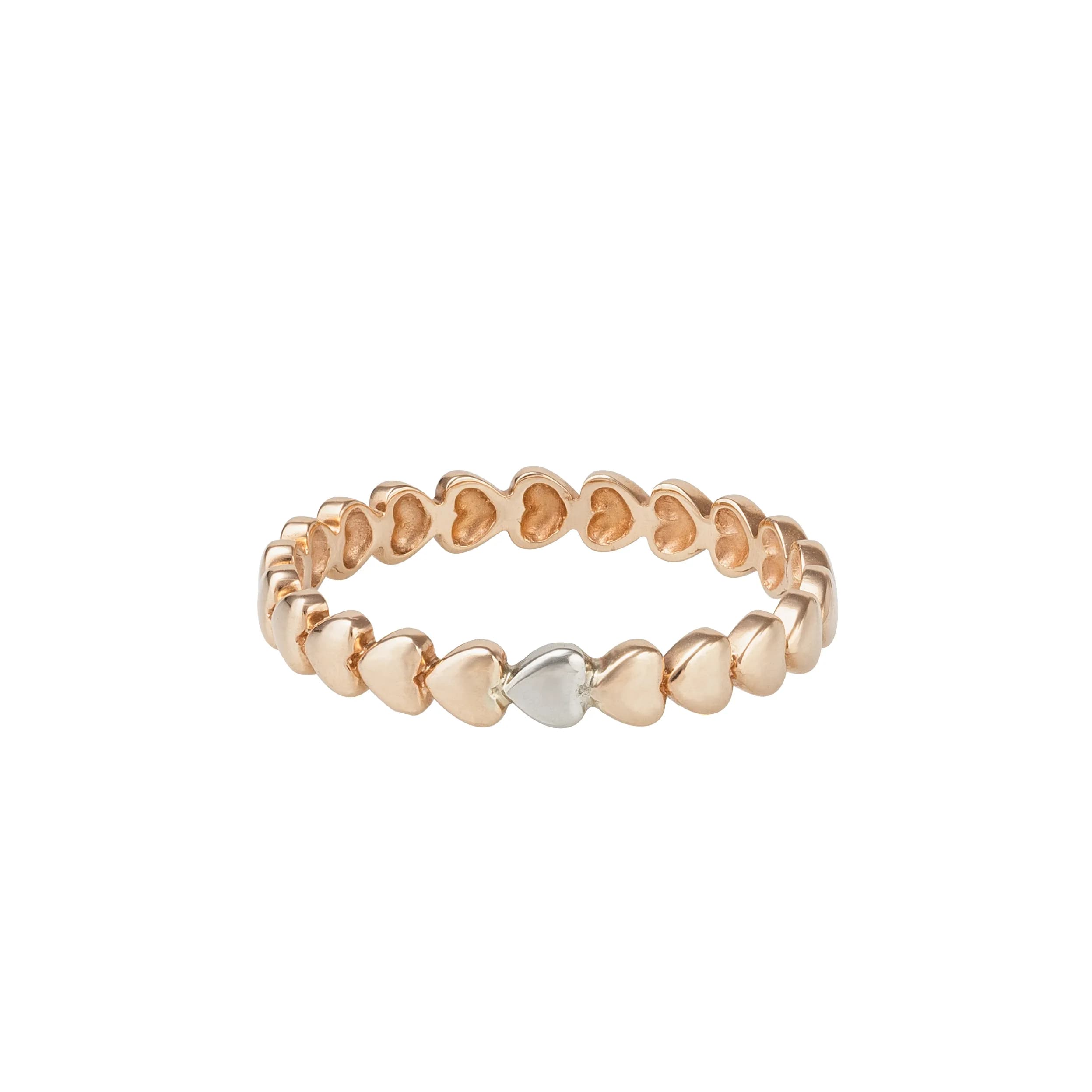 Перстень монобрендовий "Heart" з комбінованого золота (17)