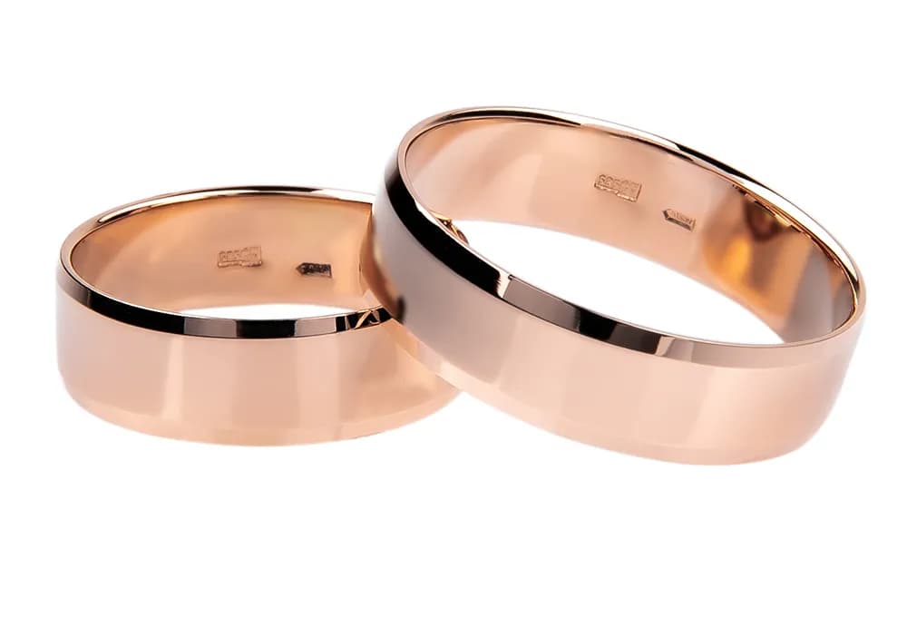 Обручка американка з фаскою з червоного золота 7 мм 100-0770 (19,5)