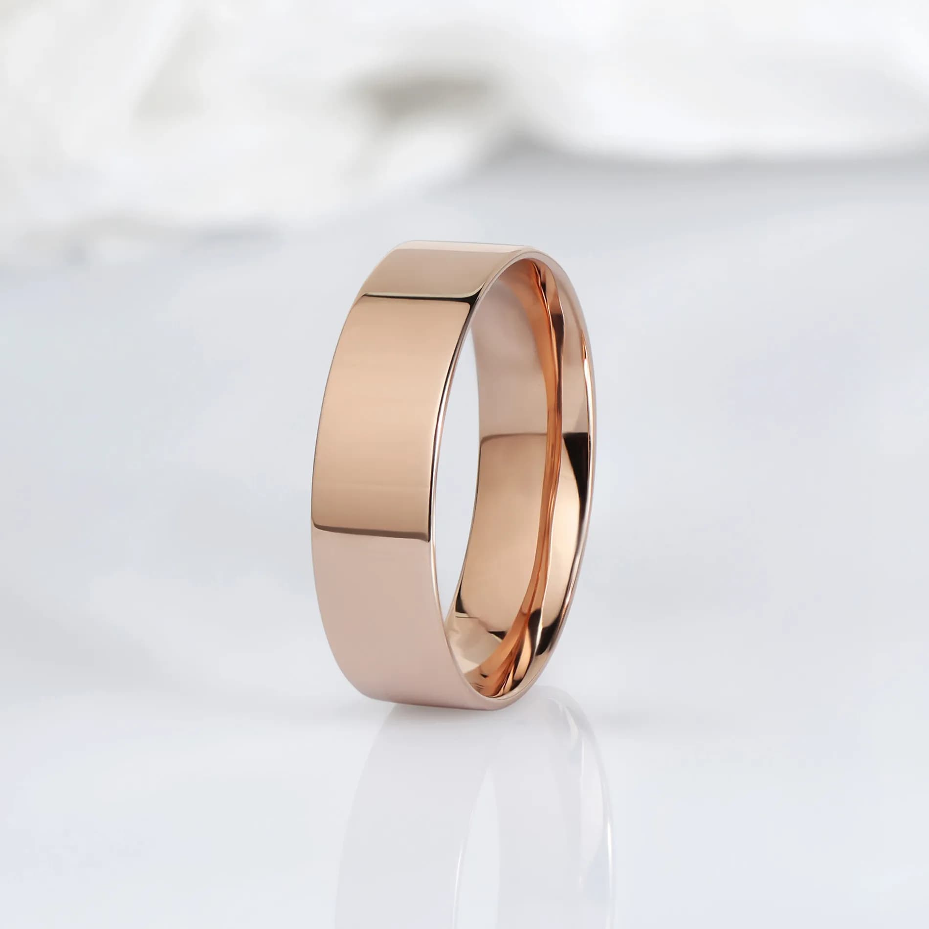 Обручка американка з комфортом з червоного золота 6 мм 100-0660