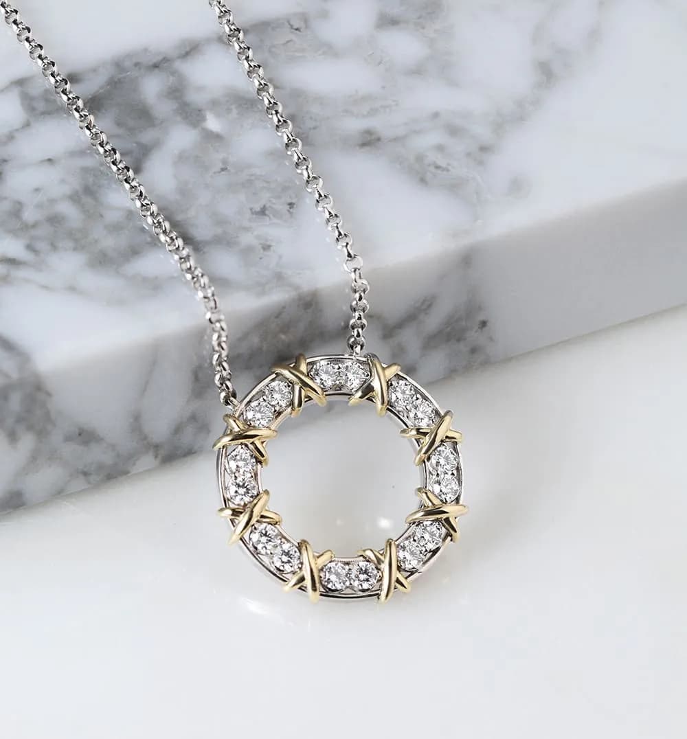 Кольє "Criss Cross" з діамантами з комбінованого золота N42 2,1mm