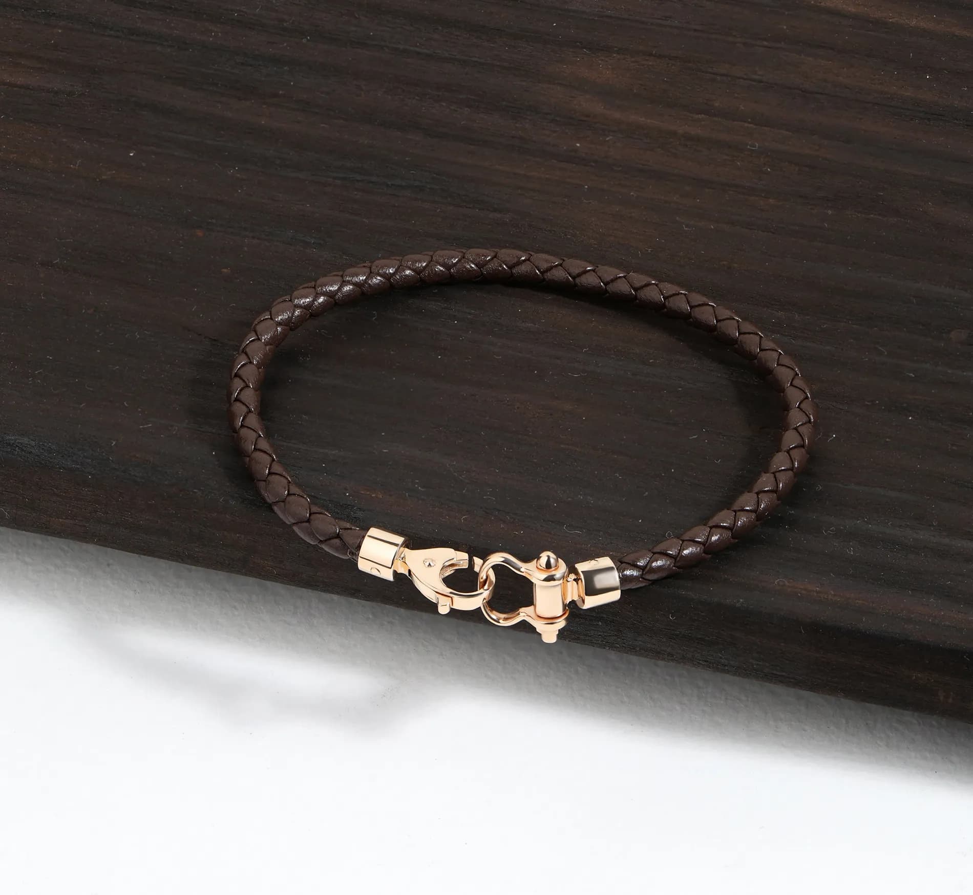 Шкіряний браслет із золотою вставкою LBR R B1 01