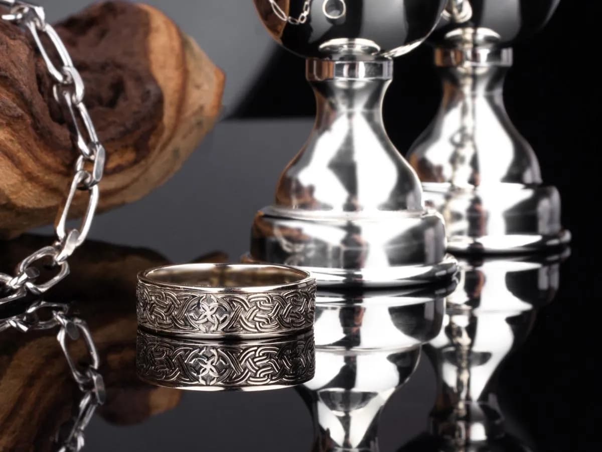 Перстень чоловічий  "Скандинав" з білого золота 200-0190 MAN (19)