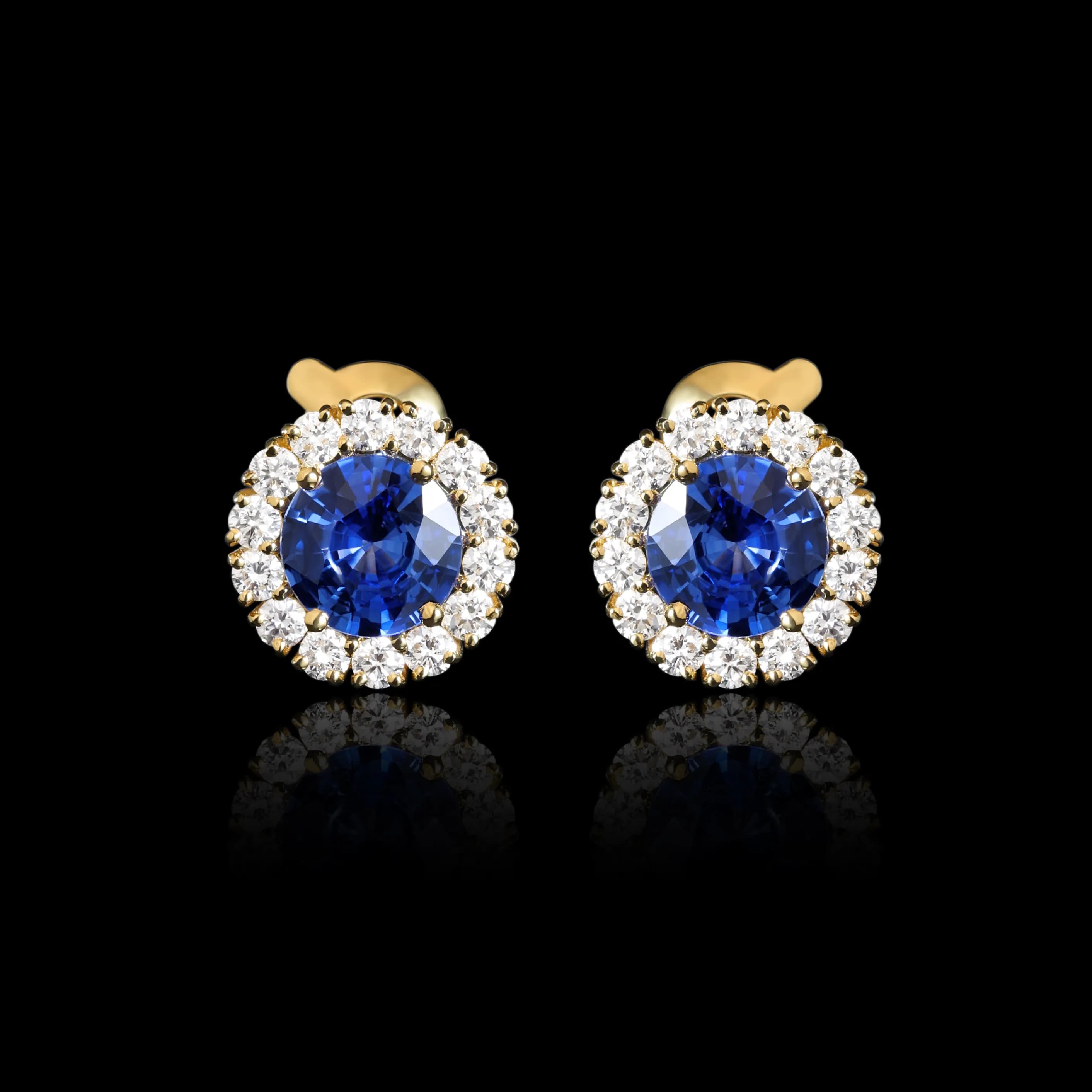 Сережки з натуральними сапфірами з жовтого золота 18k Андромеда E49 L 18k