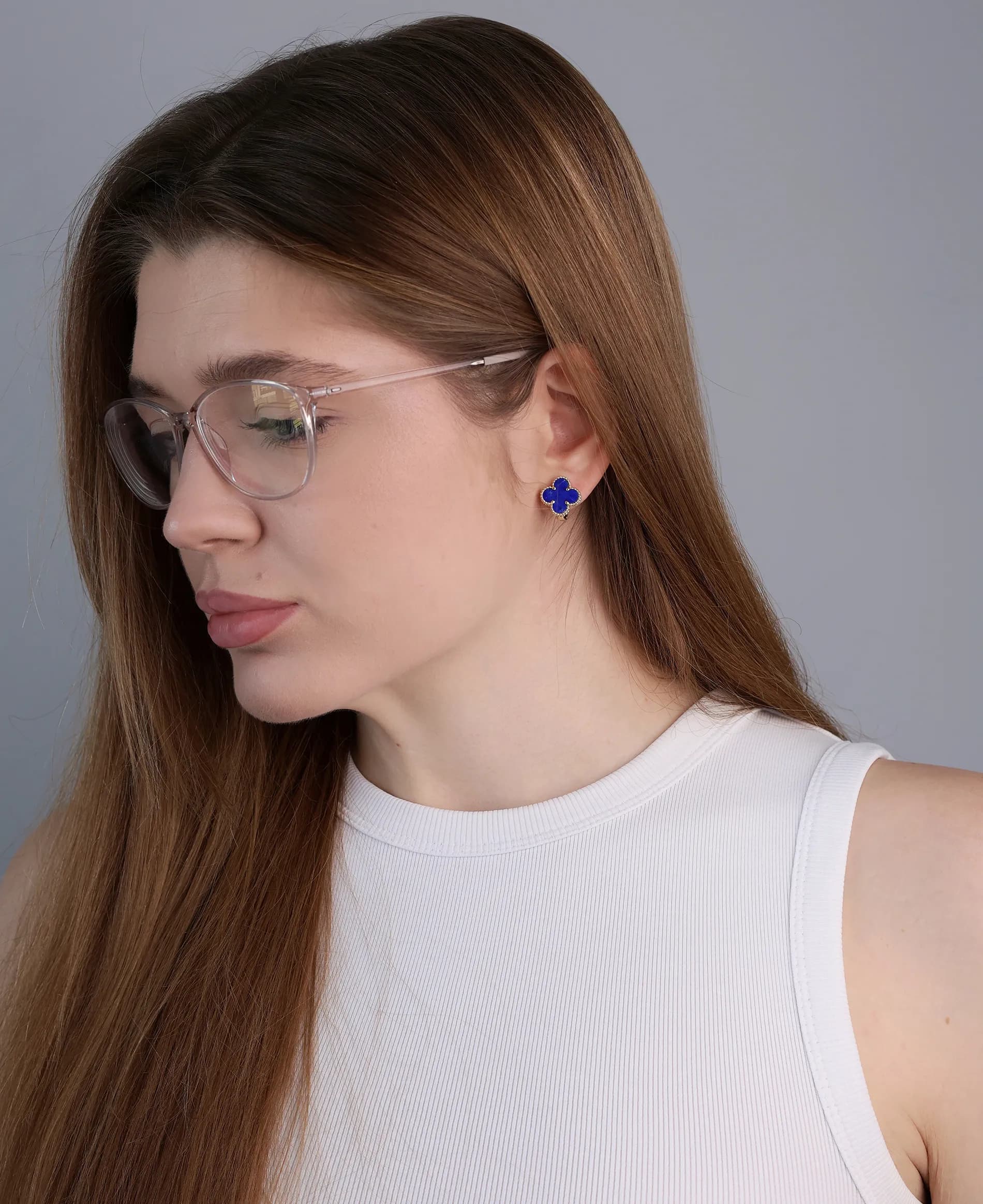 Сережки з лазуритом з жовтого золота Alhambra E4 13mm laz