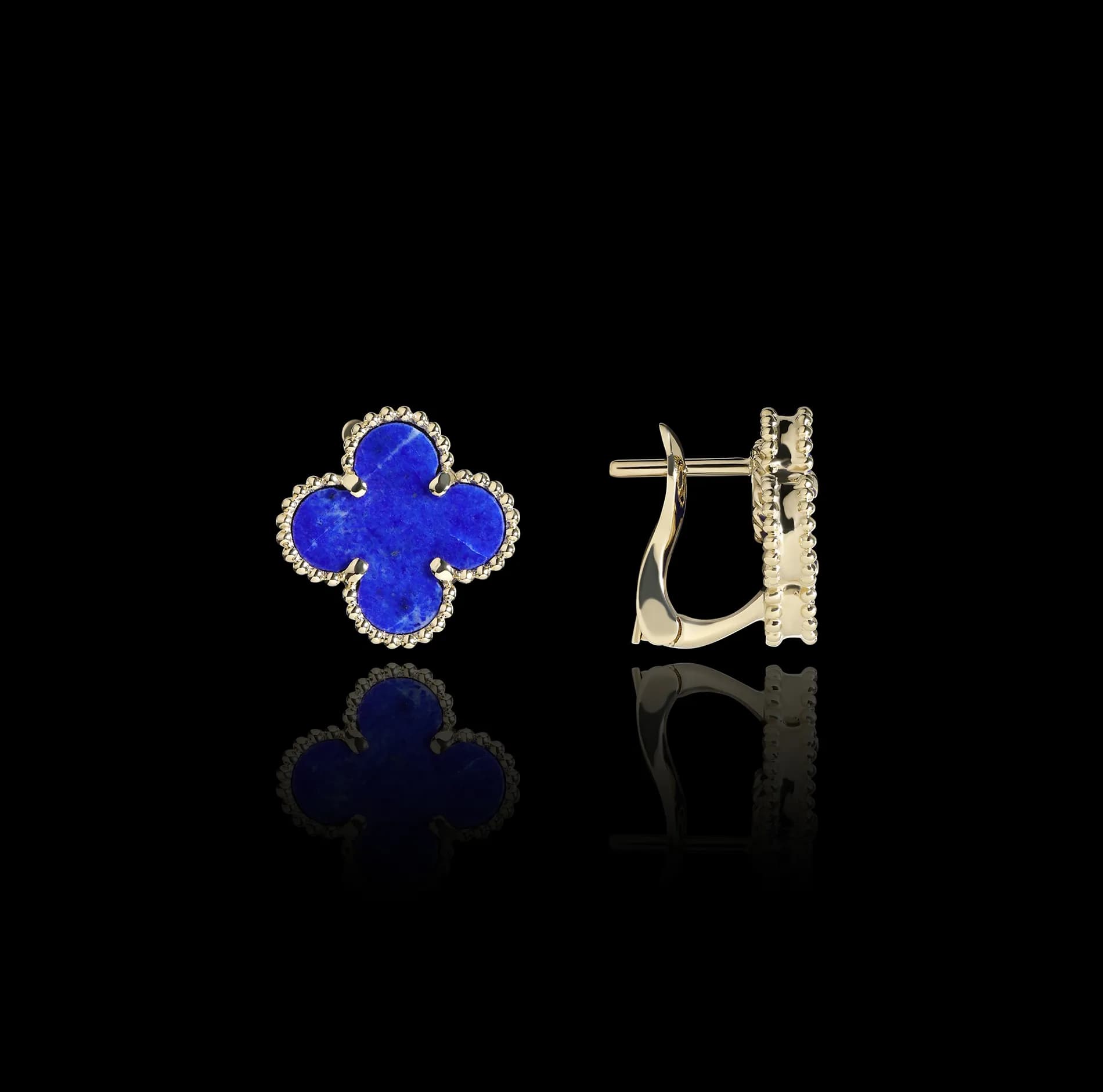 Сережки з лазуритом з жовтого золота Alhambra E4 13mm laz