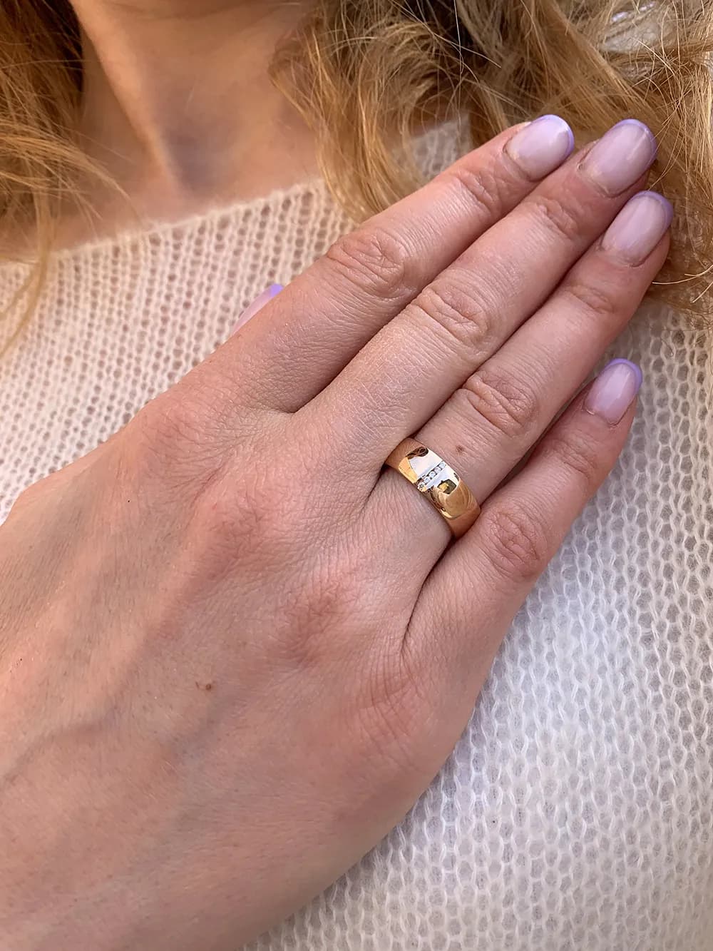 Обручка з діамантами "Шотландія" з червоного золота 120-0055