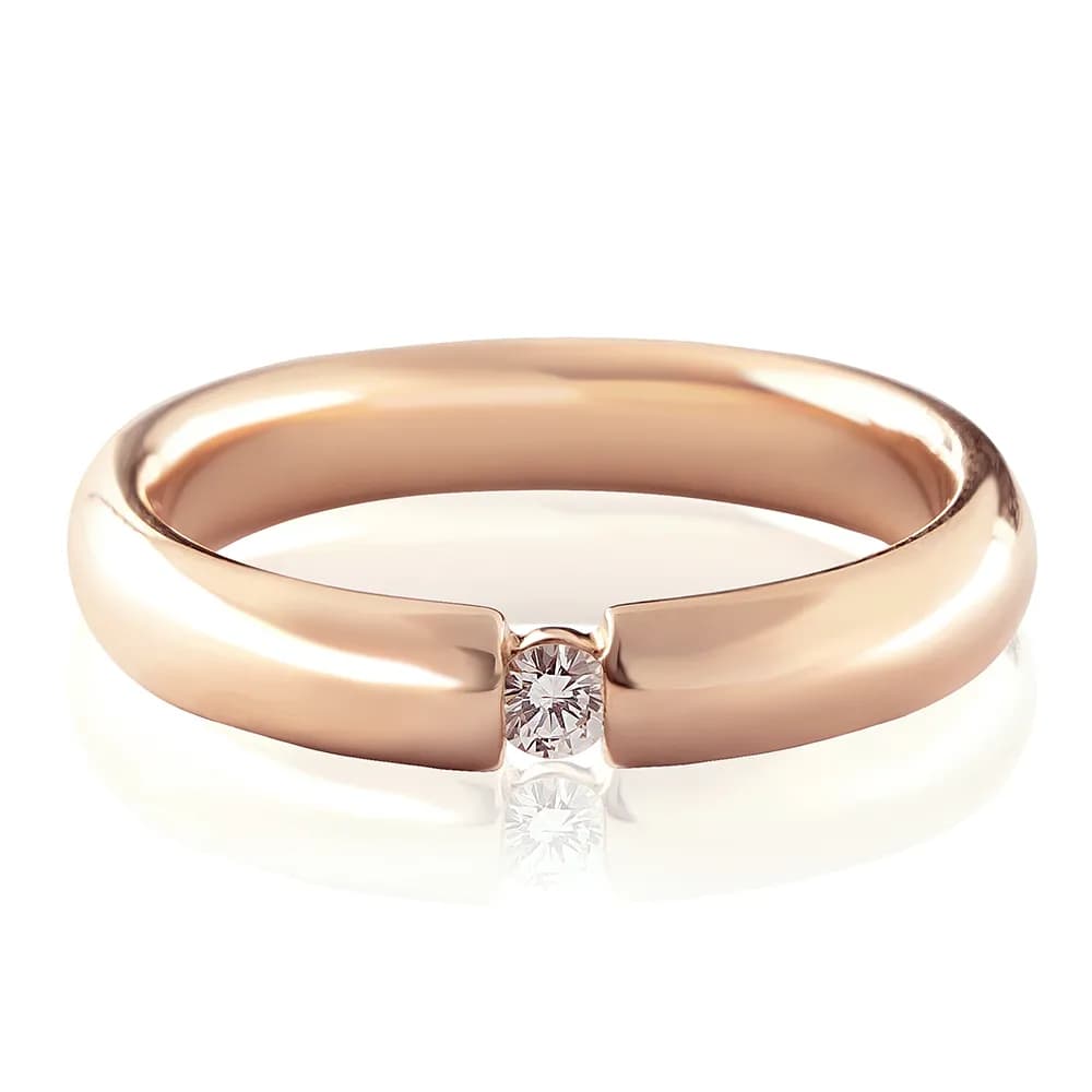 Обручка з діамантом "Полум'я" з червоного золота 110-0025