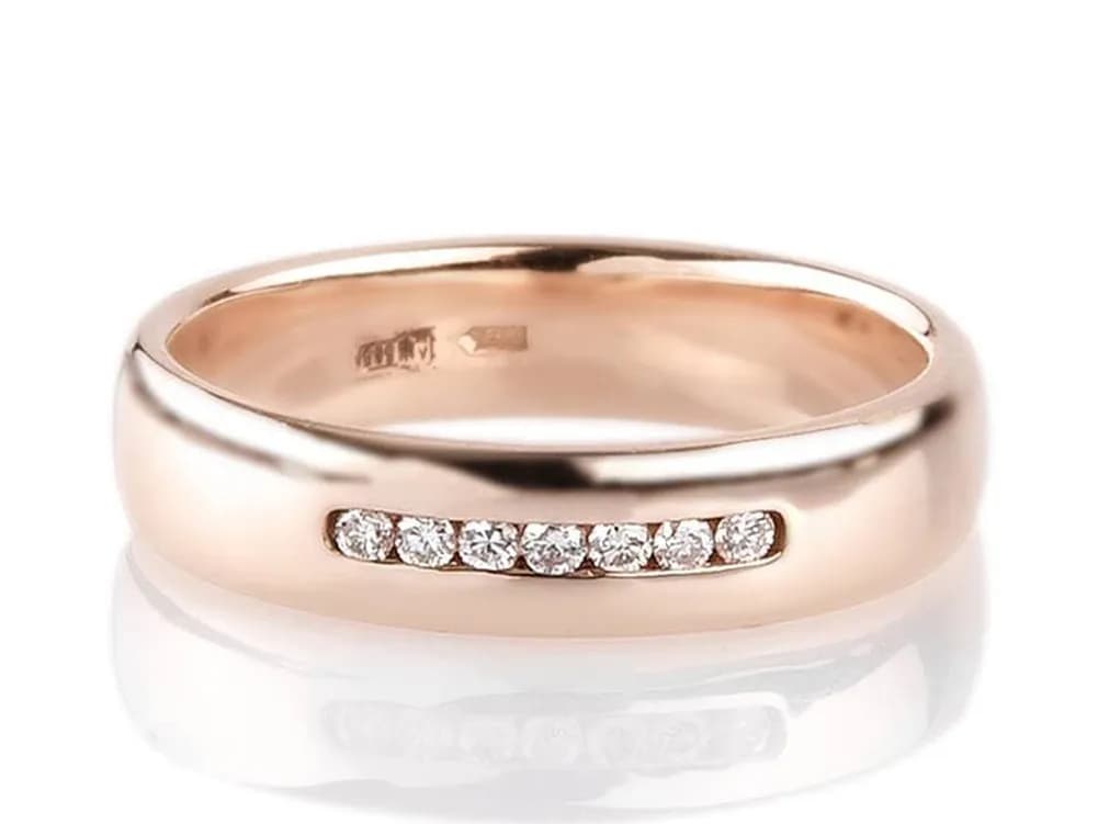Обручка з діамантами "Світанок" з червоного золота 120-0077