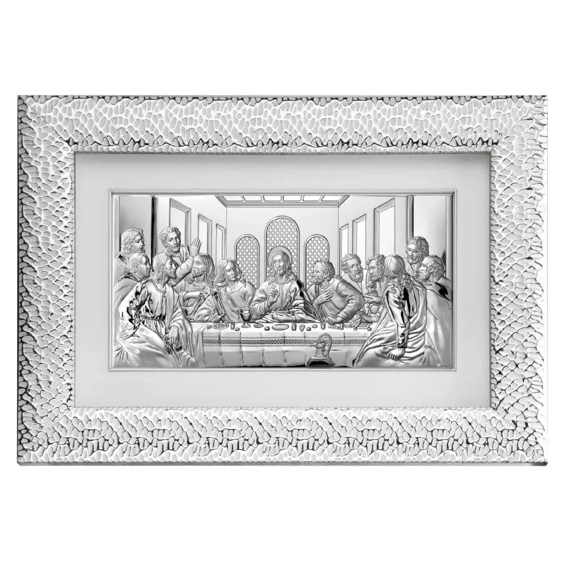 Ікона срібна Тайна Вечеря в сірій рамі q428