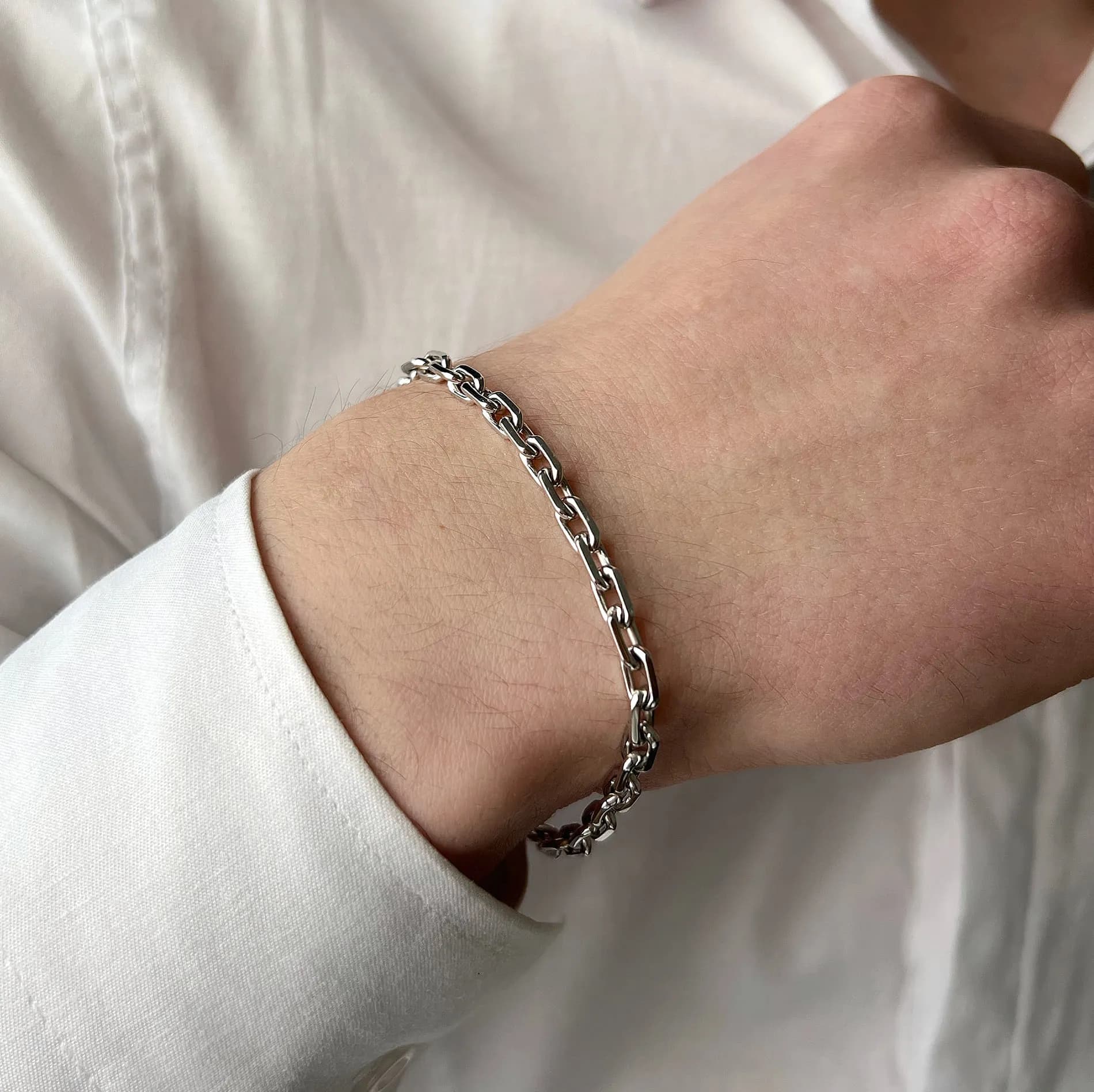 Браслет якірного плетіння з білого золота 202-0019