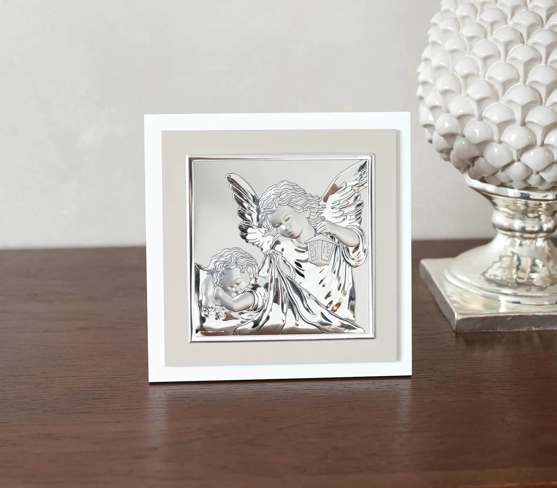 Срібна ікона з ангеликом 17х17 см 81493 1L