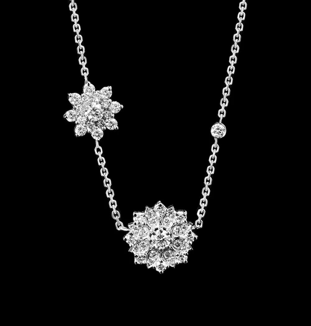 Кольє з діамантами з білого золота "Вечірні зорі N22"