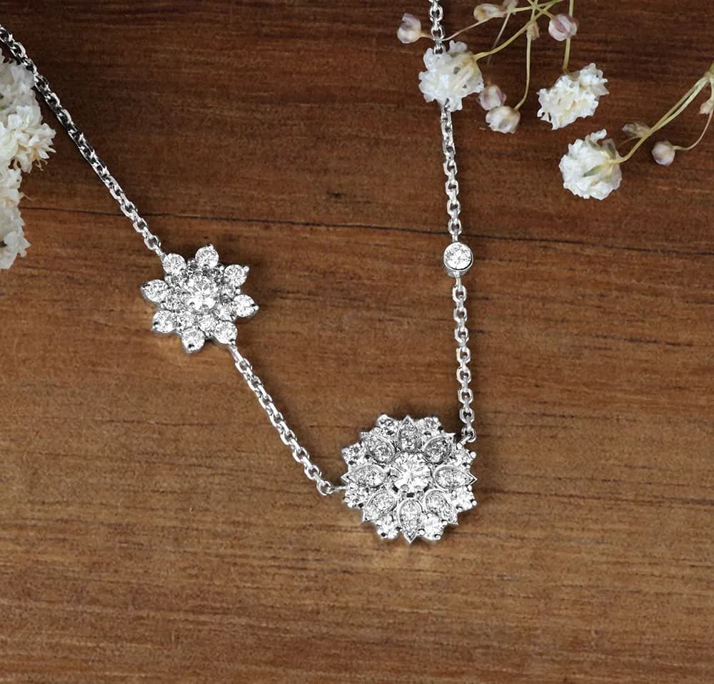 Кольє з діамантами з білого золота "Вечірні зорі N22"