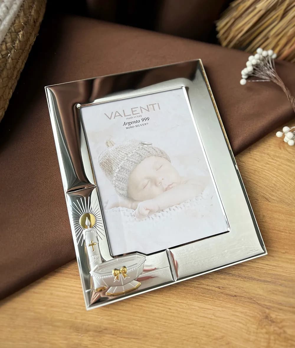 Срібна фоторамка на хрещення (13х18 см) 51094 4L