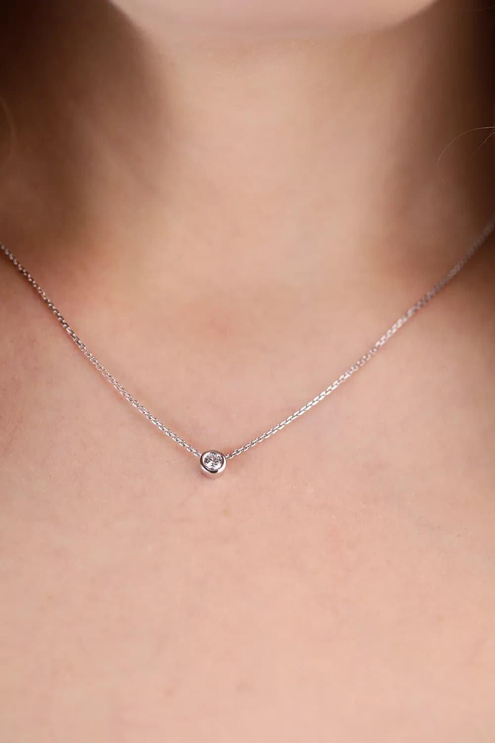 Кольє з діамантом з білого золота 219-0010 3,9mm