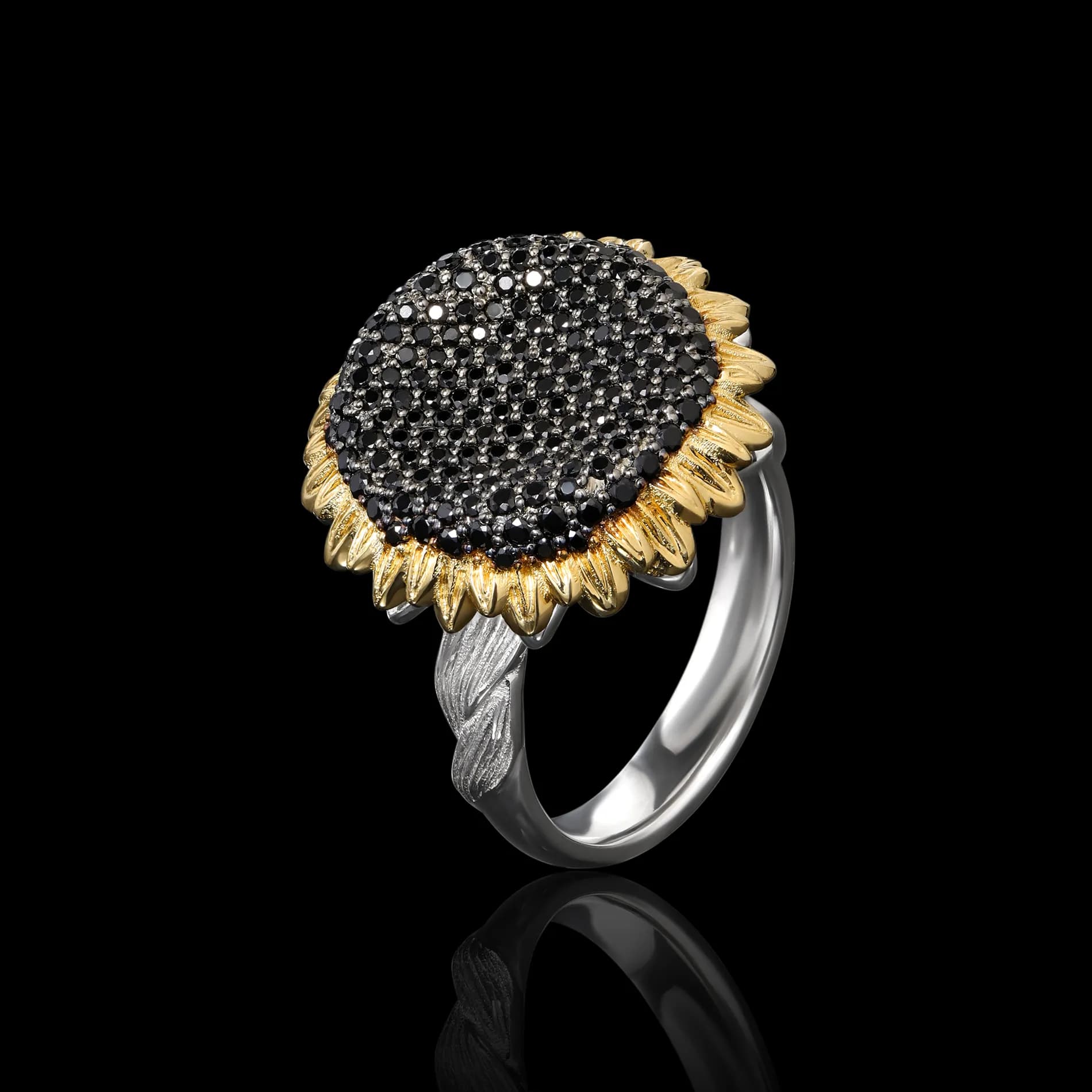 Перстень Сонях з комбінованого золота Соняхи R41 spinel