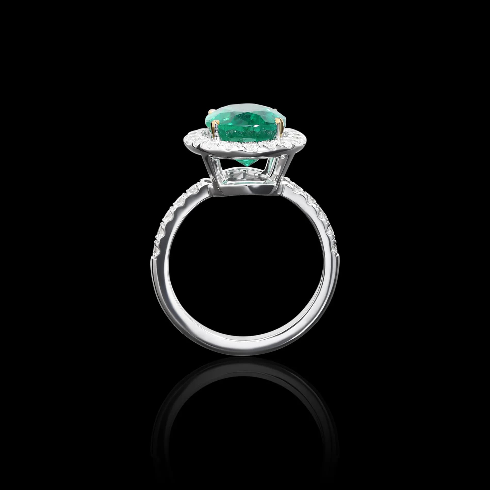 Каблучка з натуральним смарагдом з білого золота Royal Emerald R29 18k