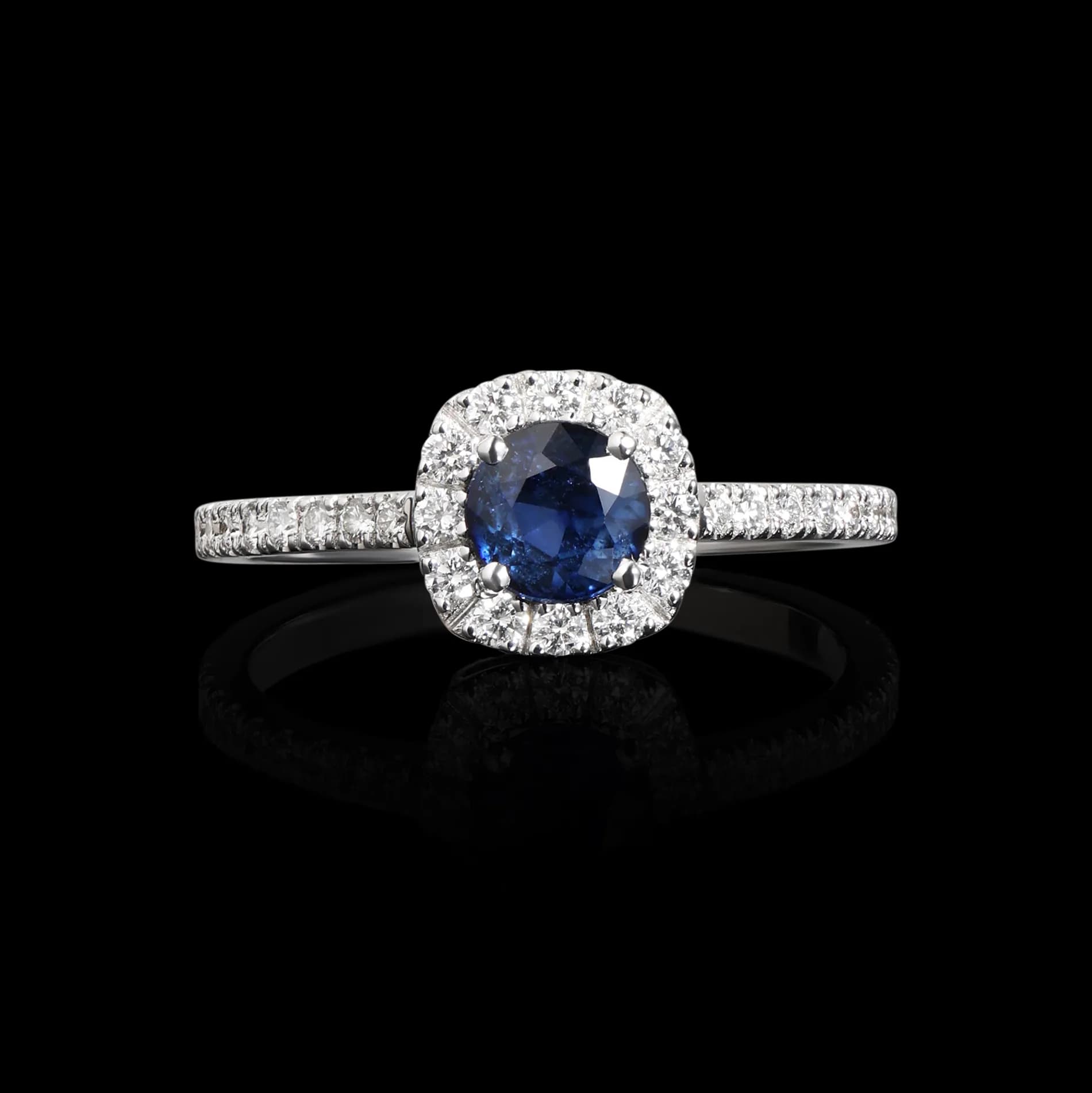 Каблучка з сапфіром з білого золота Elza R29 sap