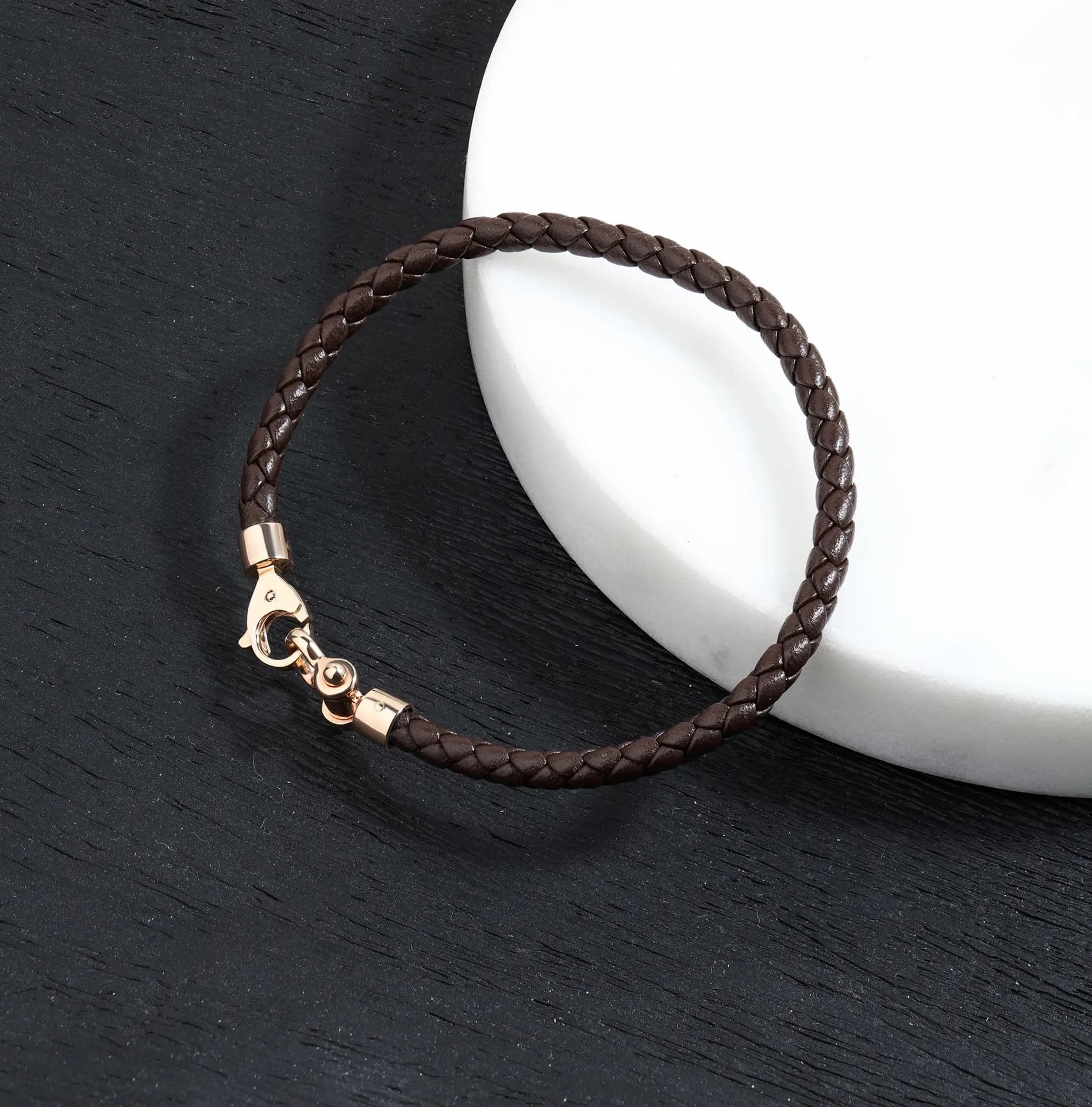 Шкіряний браслет із золотою вставкою LBR R B1 01